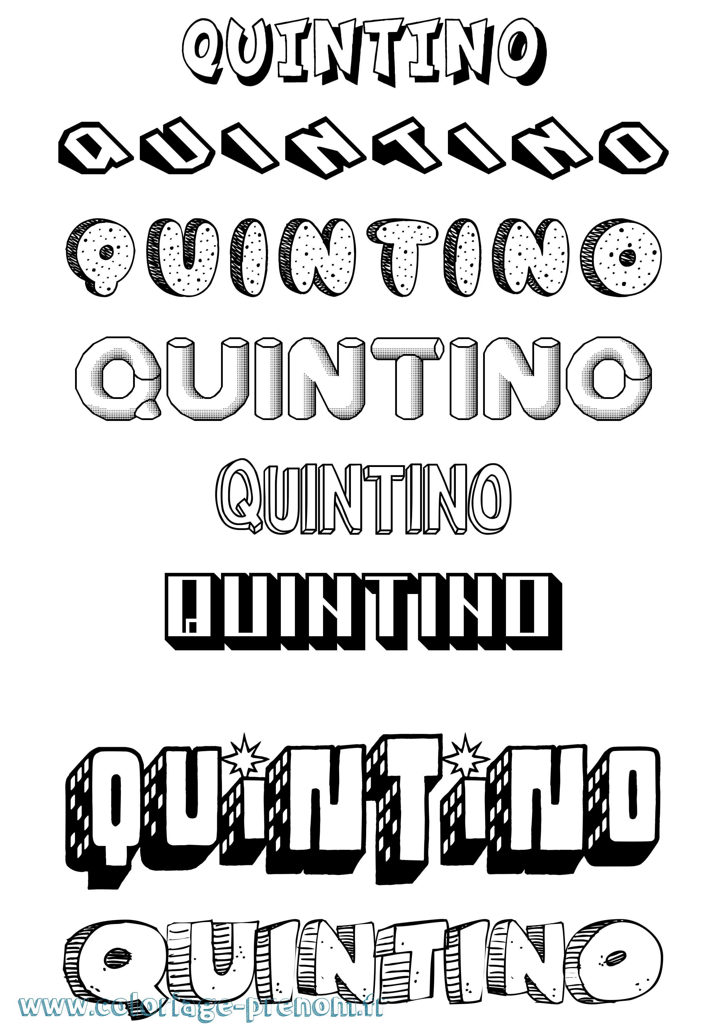 Coloriage Quintino Effet 3D Coloriage prénom Quintino Effet 3D