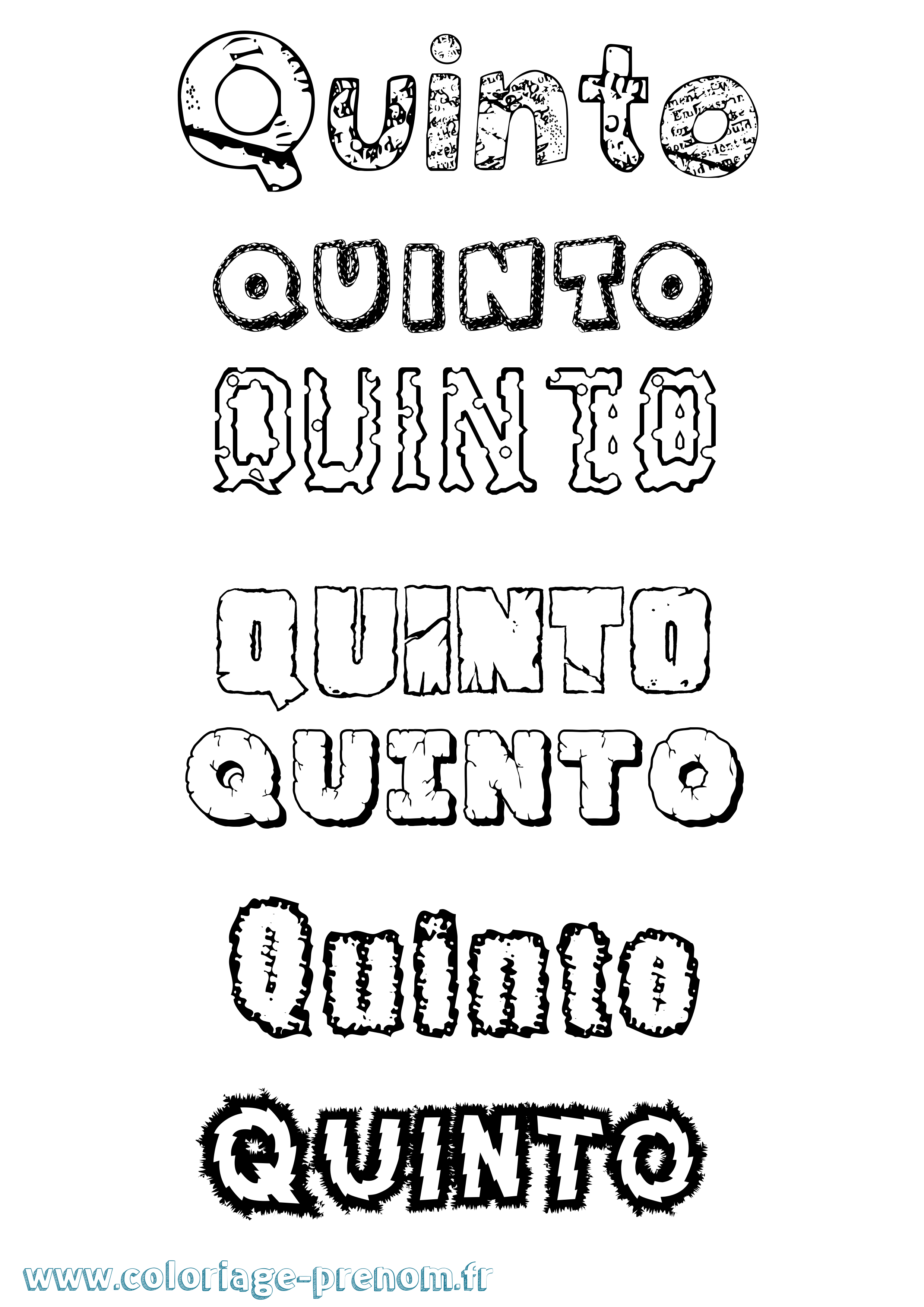 Coloriage Quinto Destructuré Coloriage prénom Quinto Destructuré