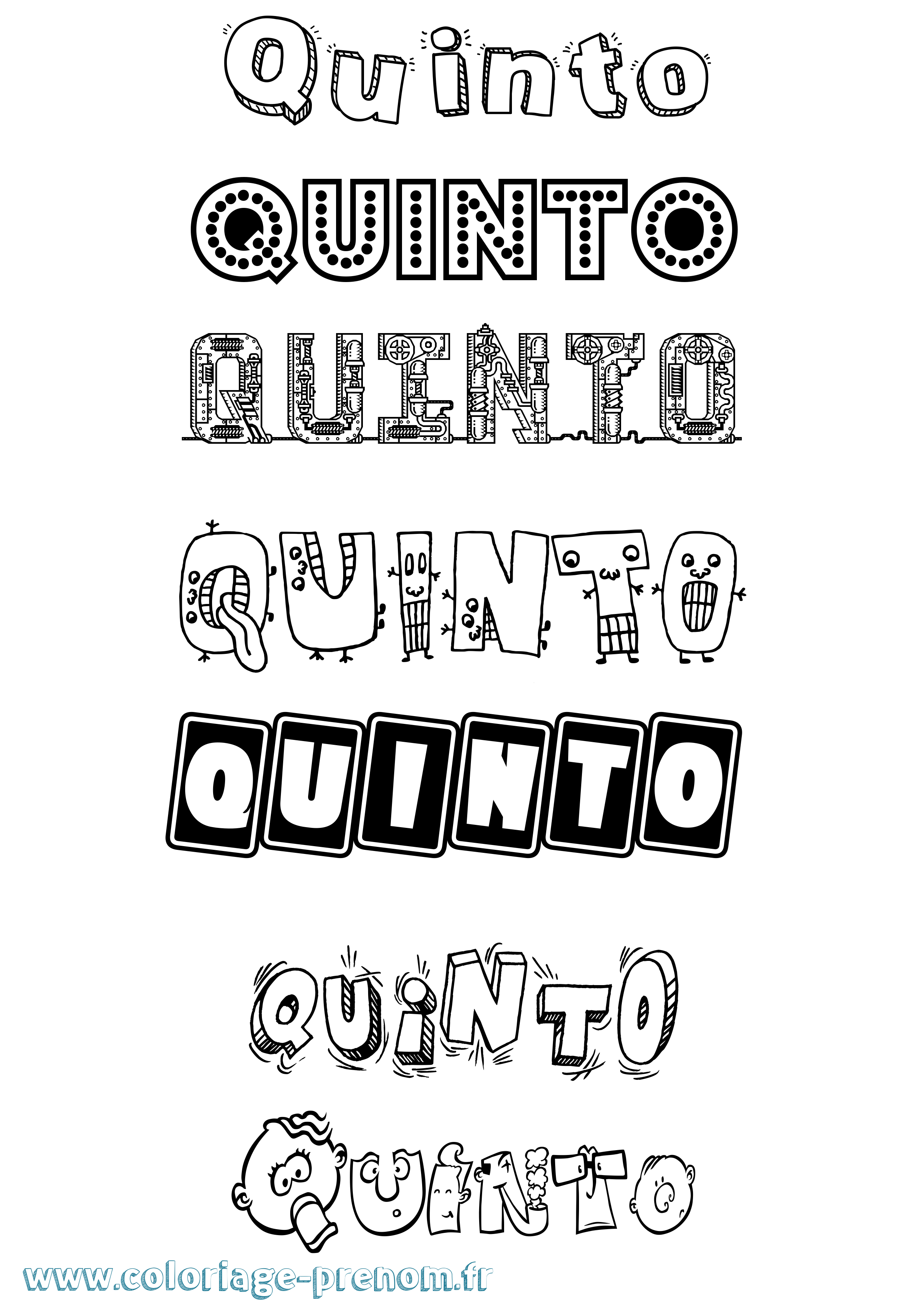 Coloriage Quinto Fun Coloriage prénom Quinto Fun