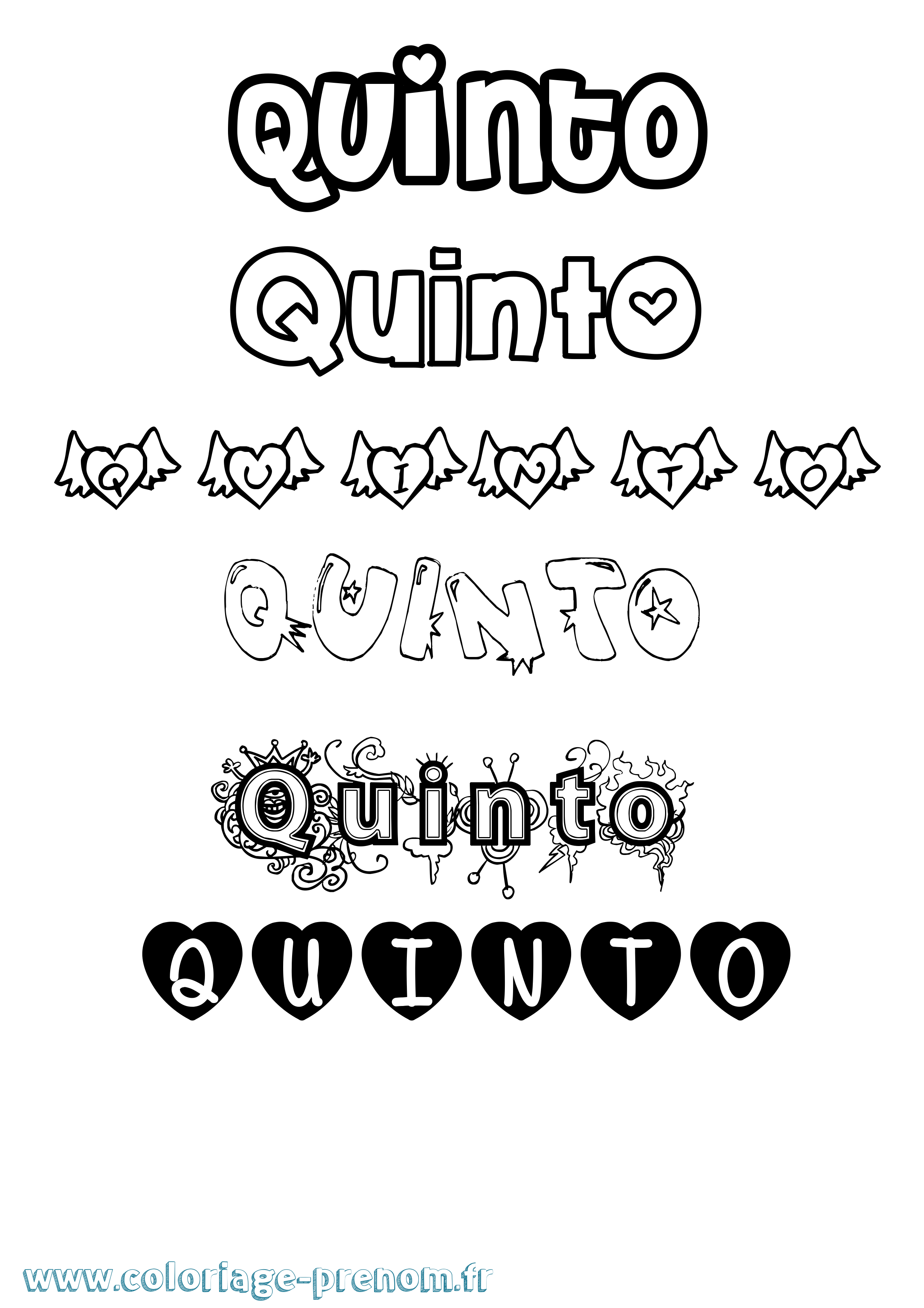 Coloriage Quinto Girly Coloriage prénom Quinto Girly