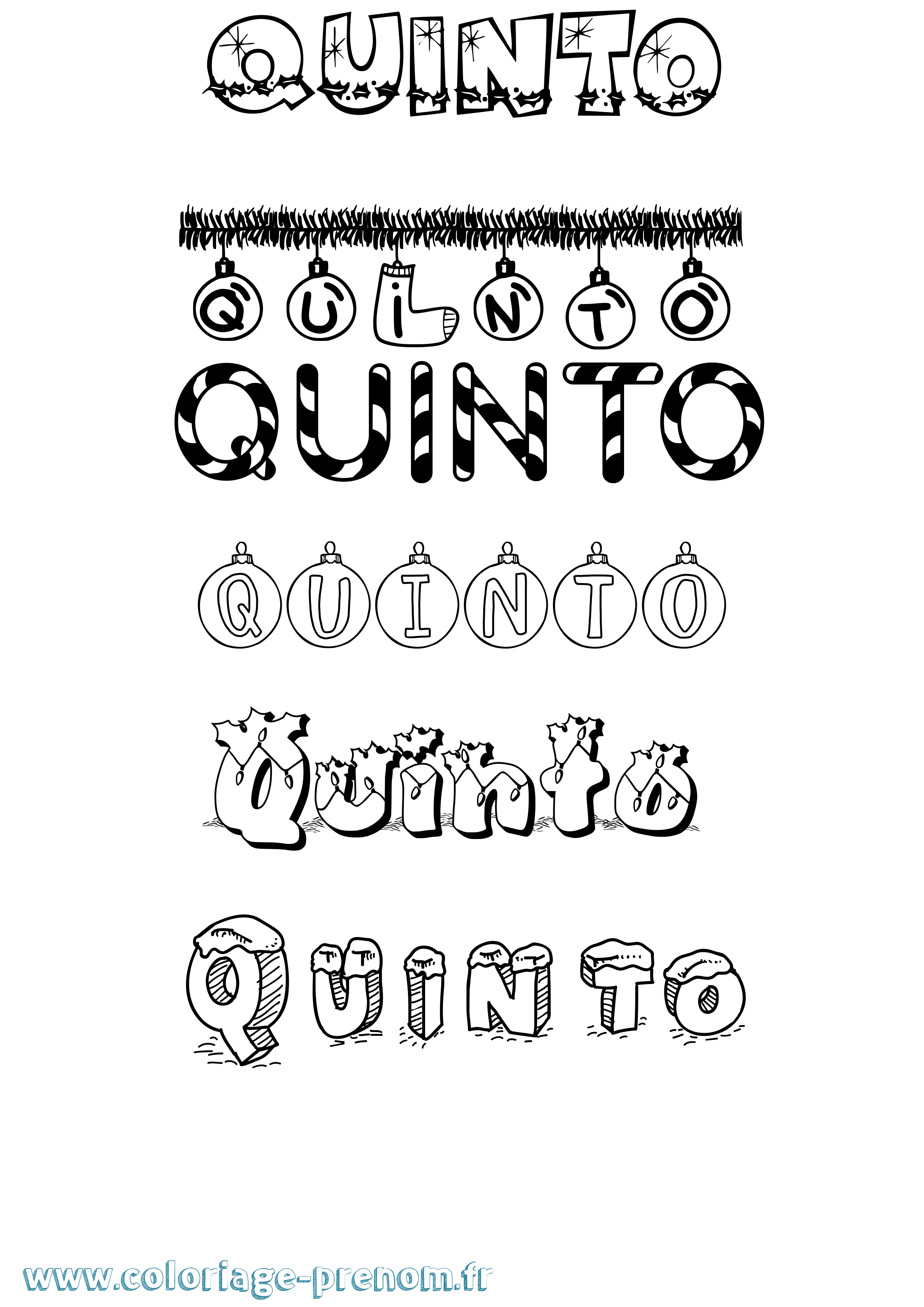 Coloriage Quinto Noël Coloriage prénom Quinto Noël