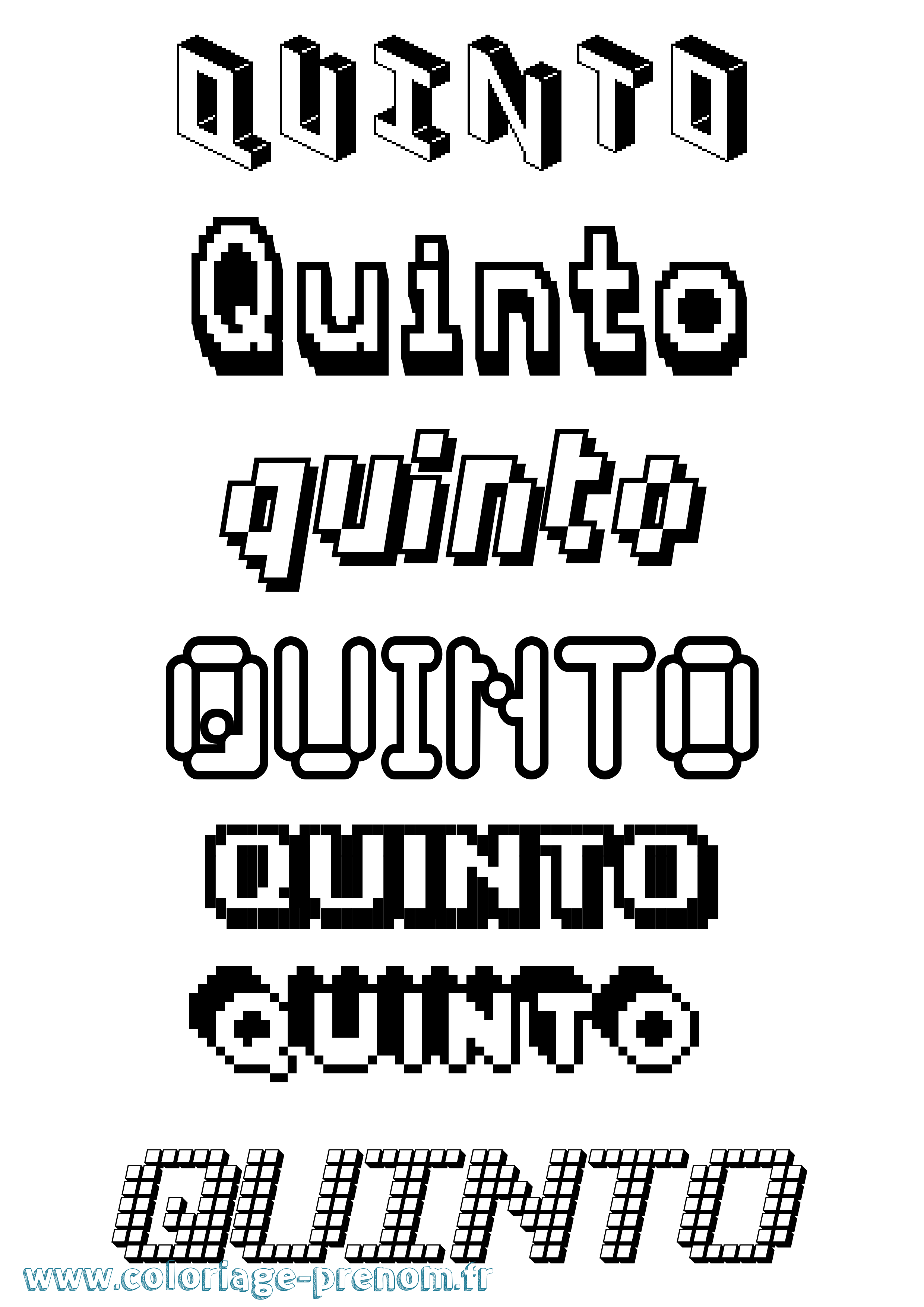 Coloriage Quinto Pixel Coloriage prénom Quinto Pixel