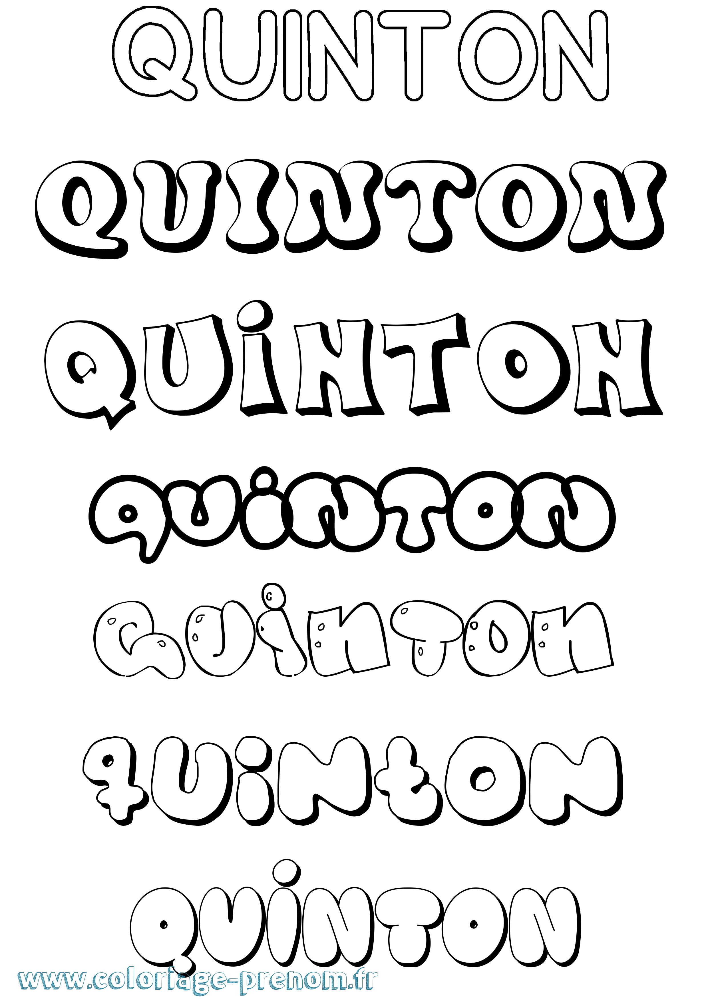Coloriage Quinton Bubble Coloriage prénom Quinton Bubble
