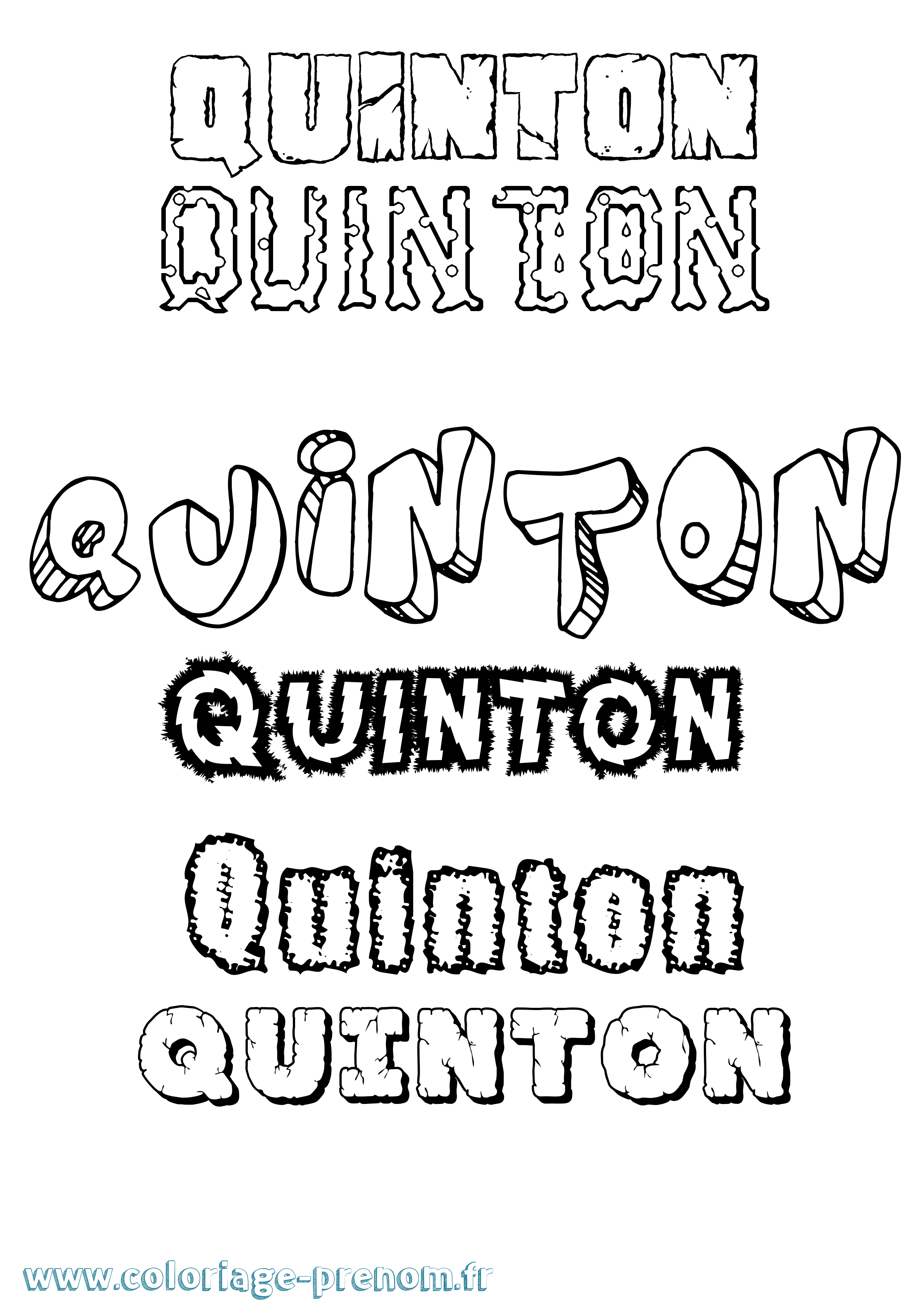 Coloriage Quinton Destructuré Coloriage prénom Quinton Destructuré