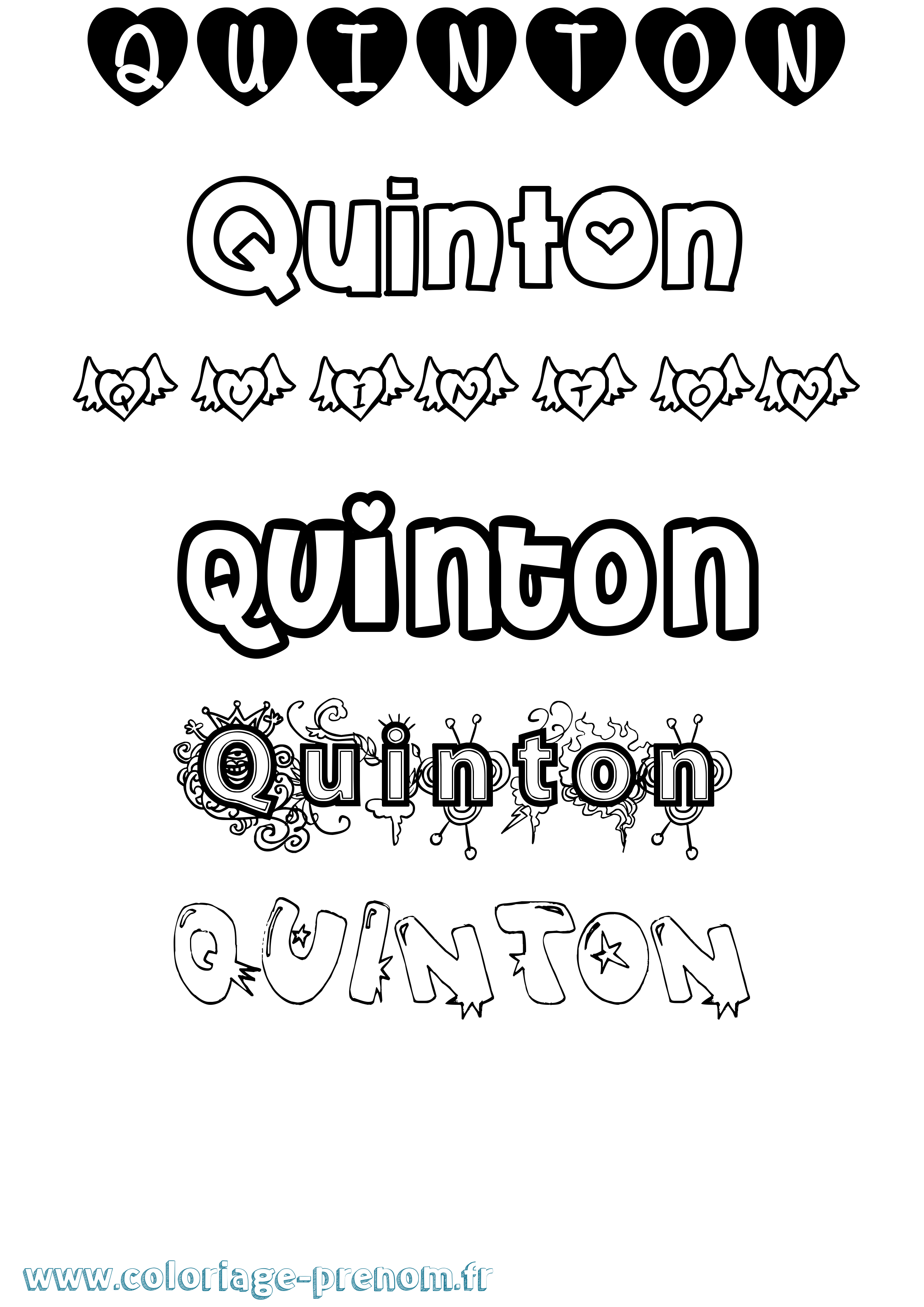 Coloriage Quinton Girly Coloriage prénom Quinton Girly