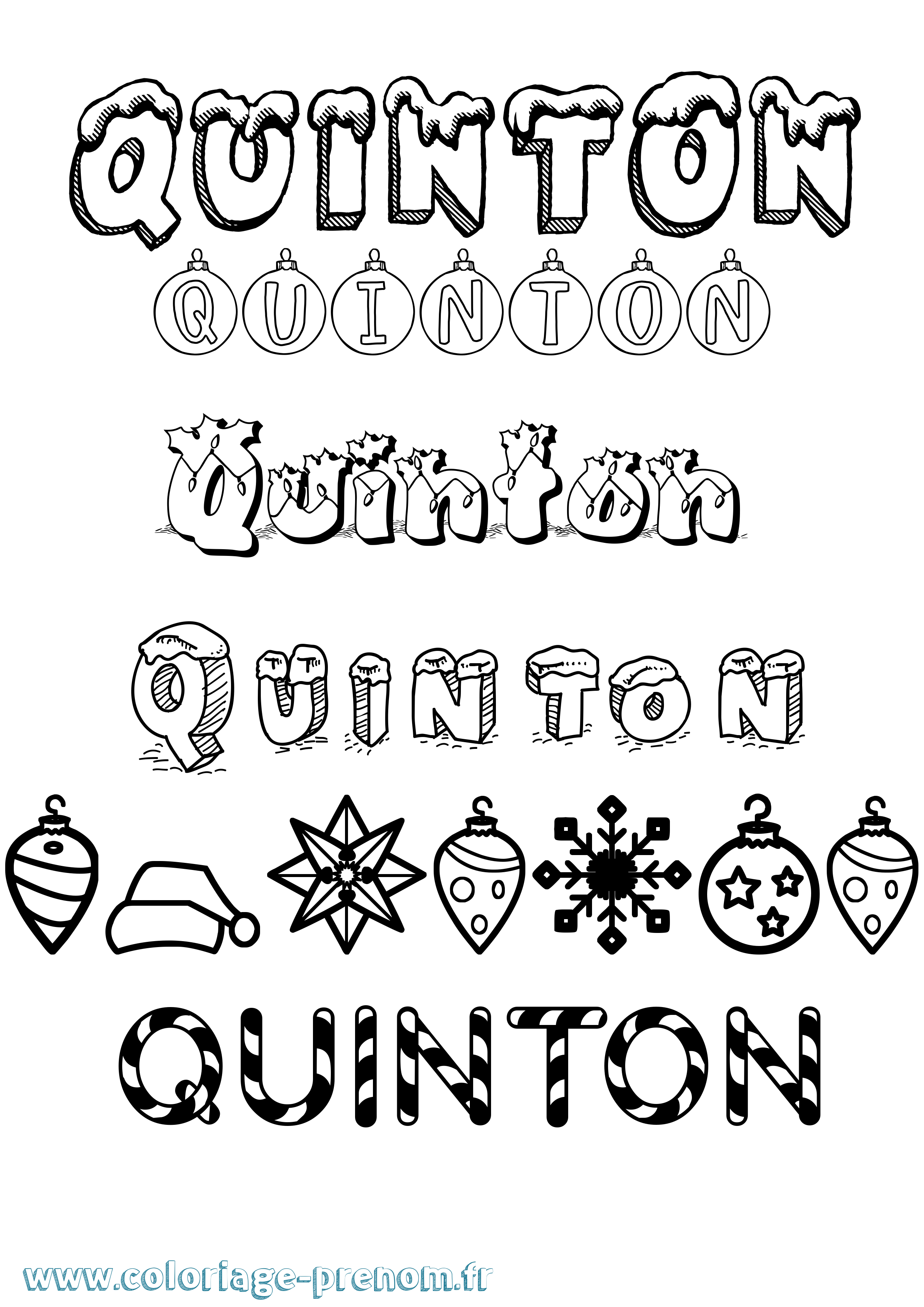 Coloriage Quinton Noël Coloriage prénom Quinton Noël