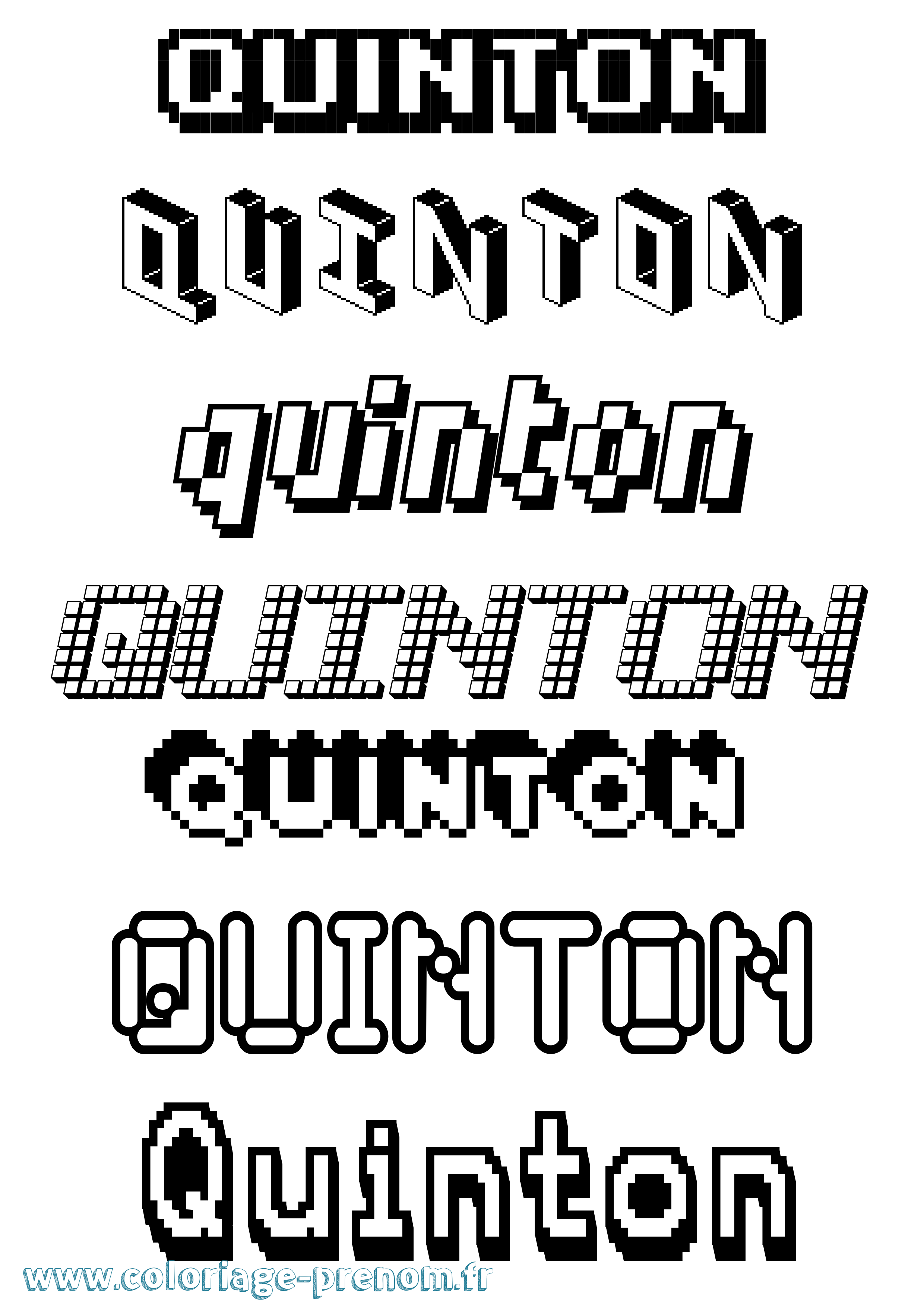 Coloriage Quinton Pixel Coloriage prénom Quinton Pixel