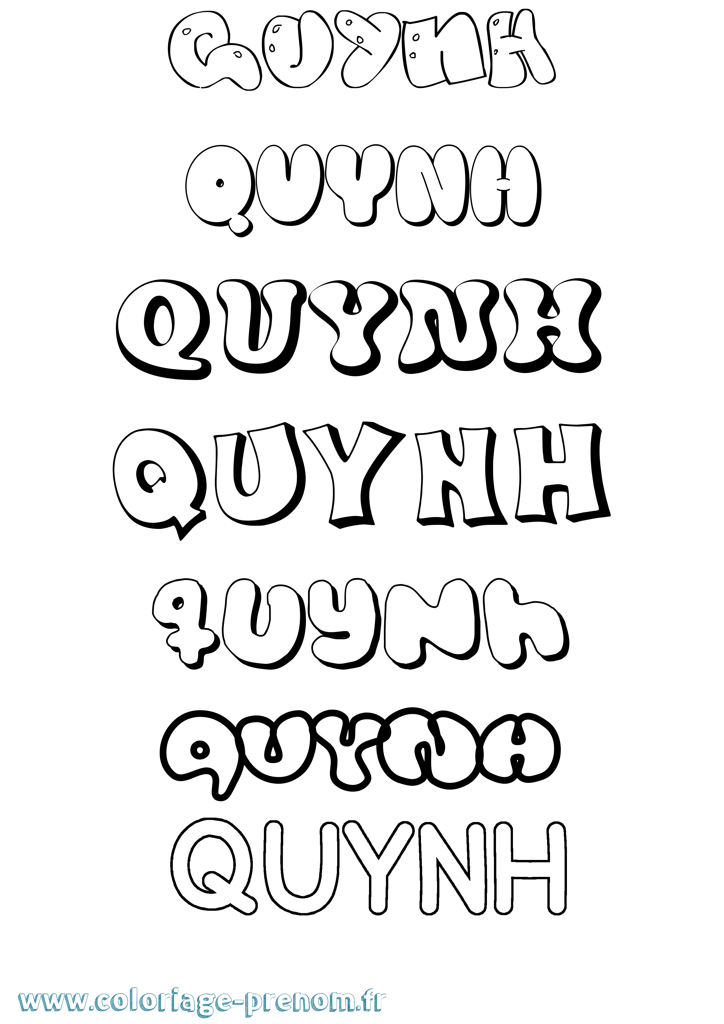 Coloriage Quynh Bubble Coloriage prénom Quynh Bubble