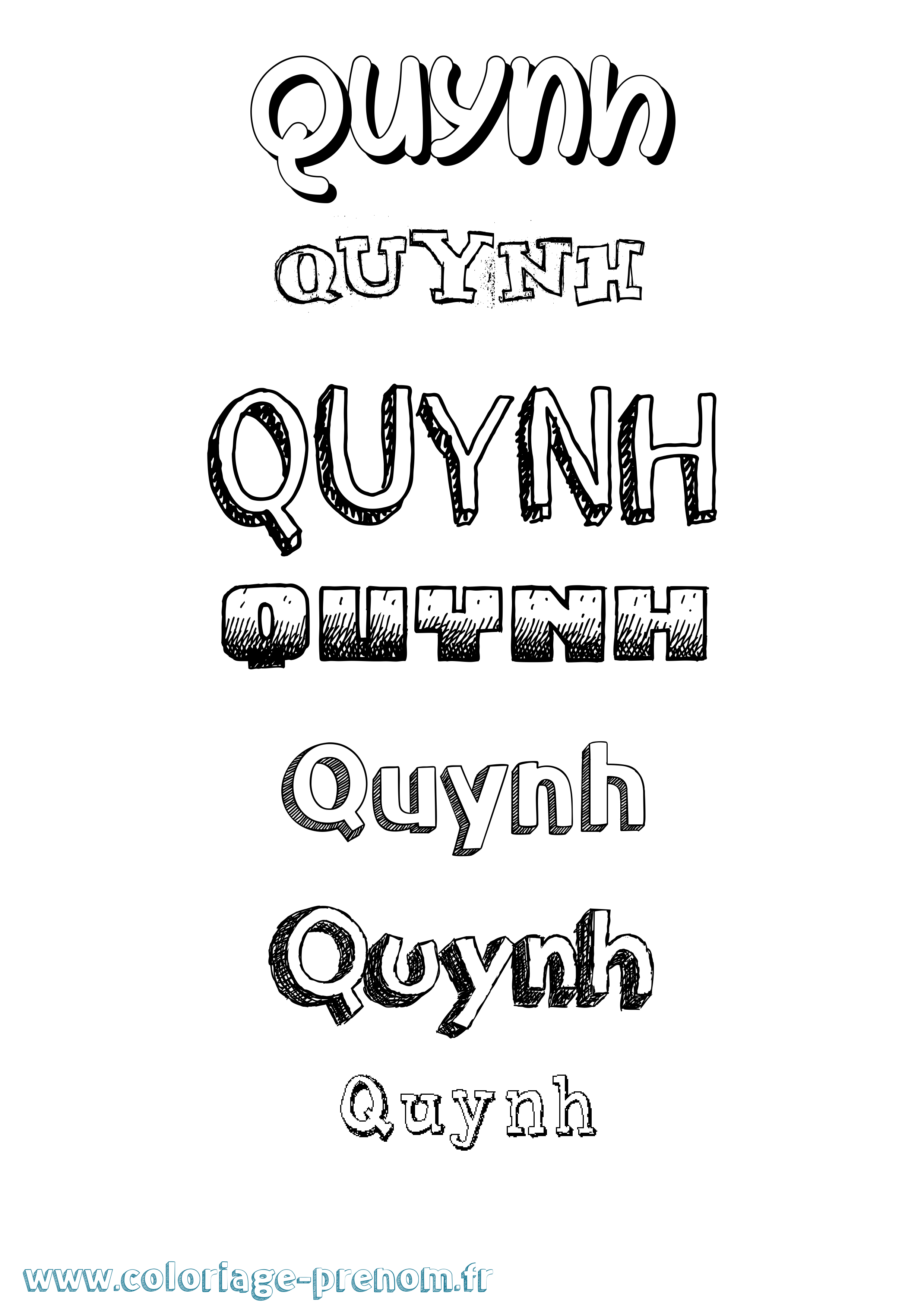 Coloriage Quynh Dessiné Coloriage prénom Quynh Dessiné