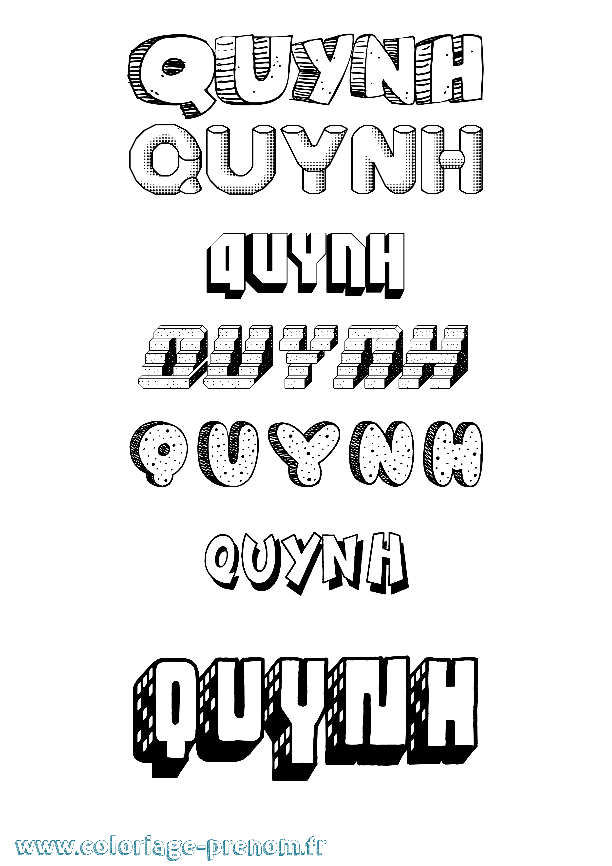 Coloriage Quynh Effet 3D Coloriage prénom Quynh Effet 3D