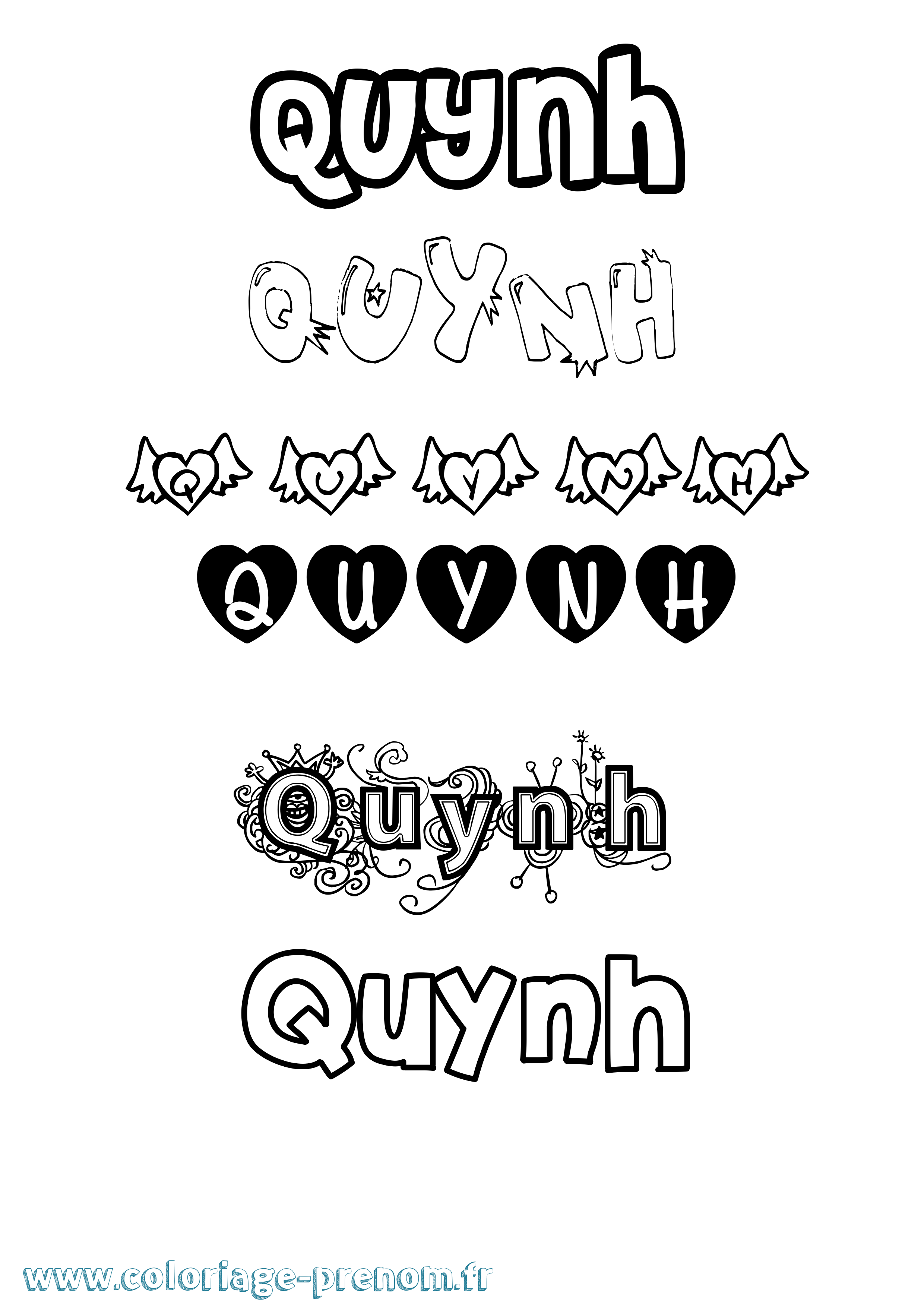 Coloriage Quynh Girly Coloriage prénom Quynh Girly