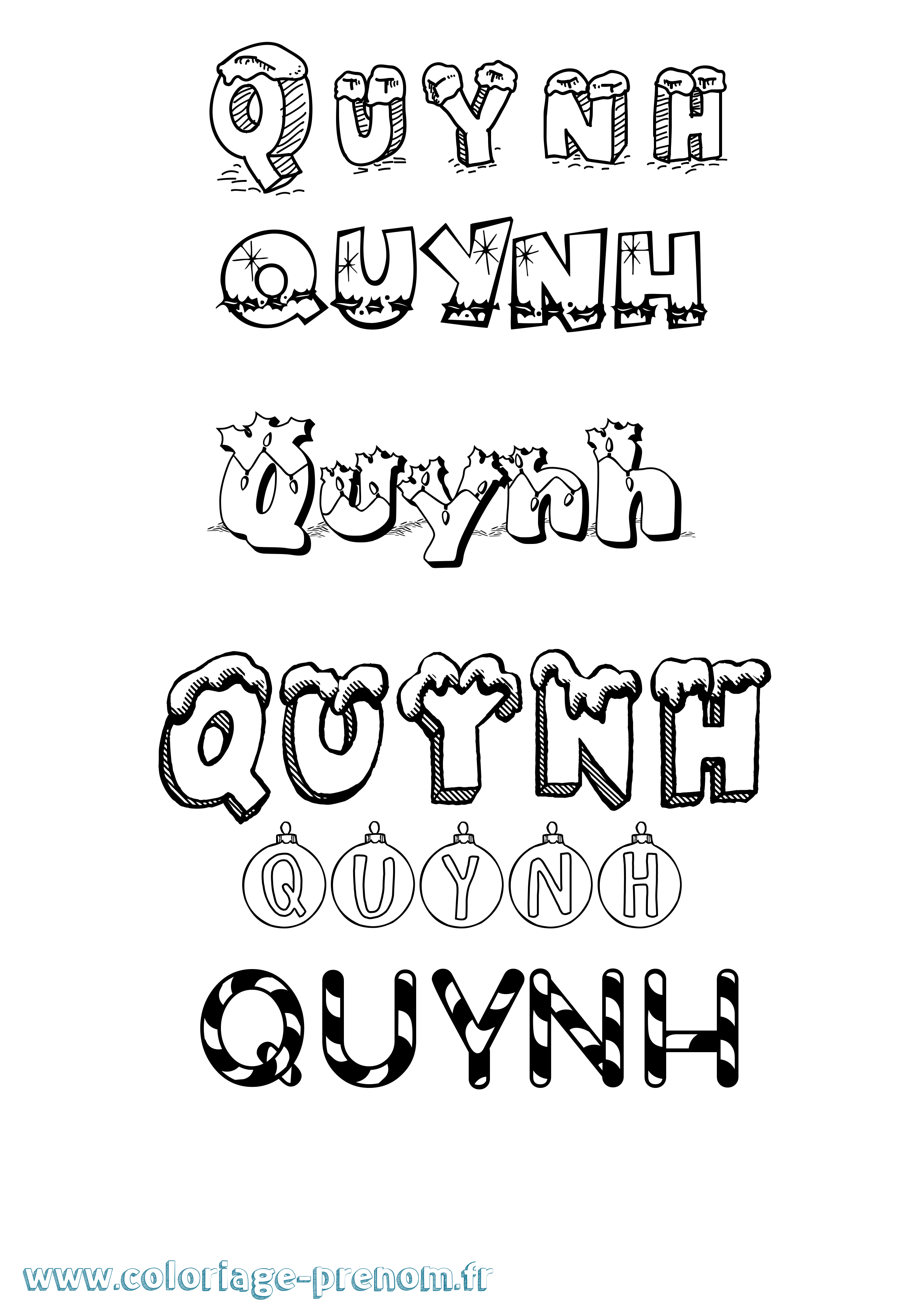 Coloriage Quynh Noël Coloriage prénom Quynh Noël