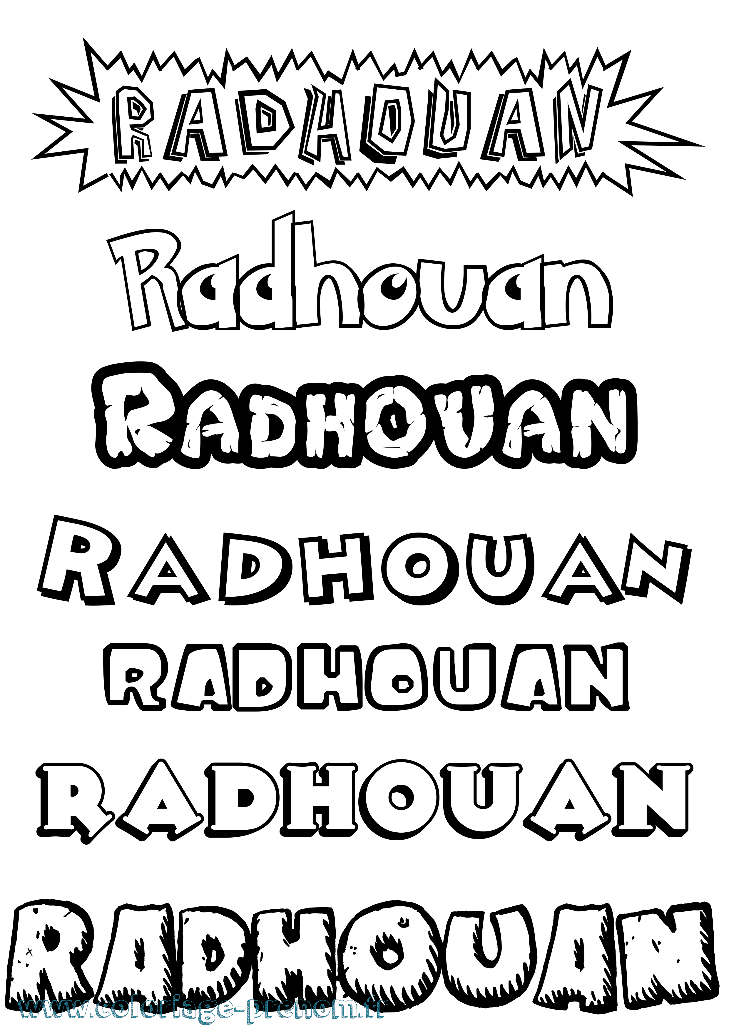 Coloriage Radhouan Dessin Animé Coloriage prénom Radhouan Dessin Animé