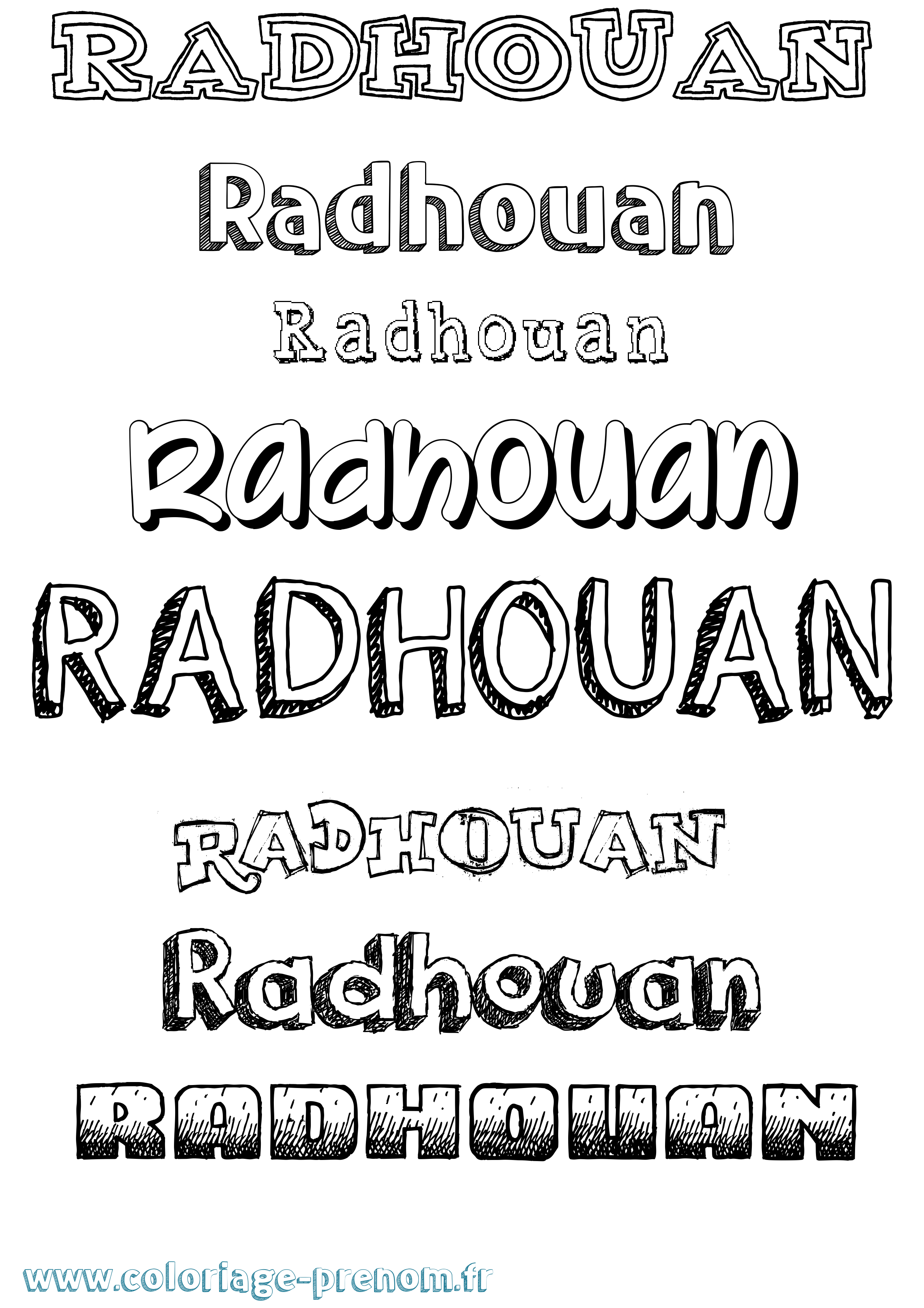 Coloriage Radhouan Dessiné Coloriage prénom Radhouan Dessiné