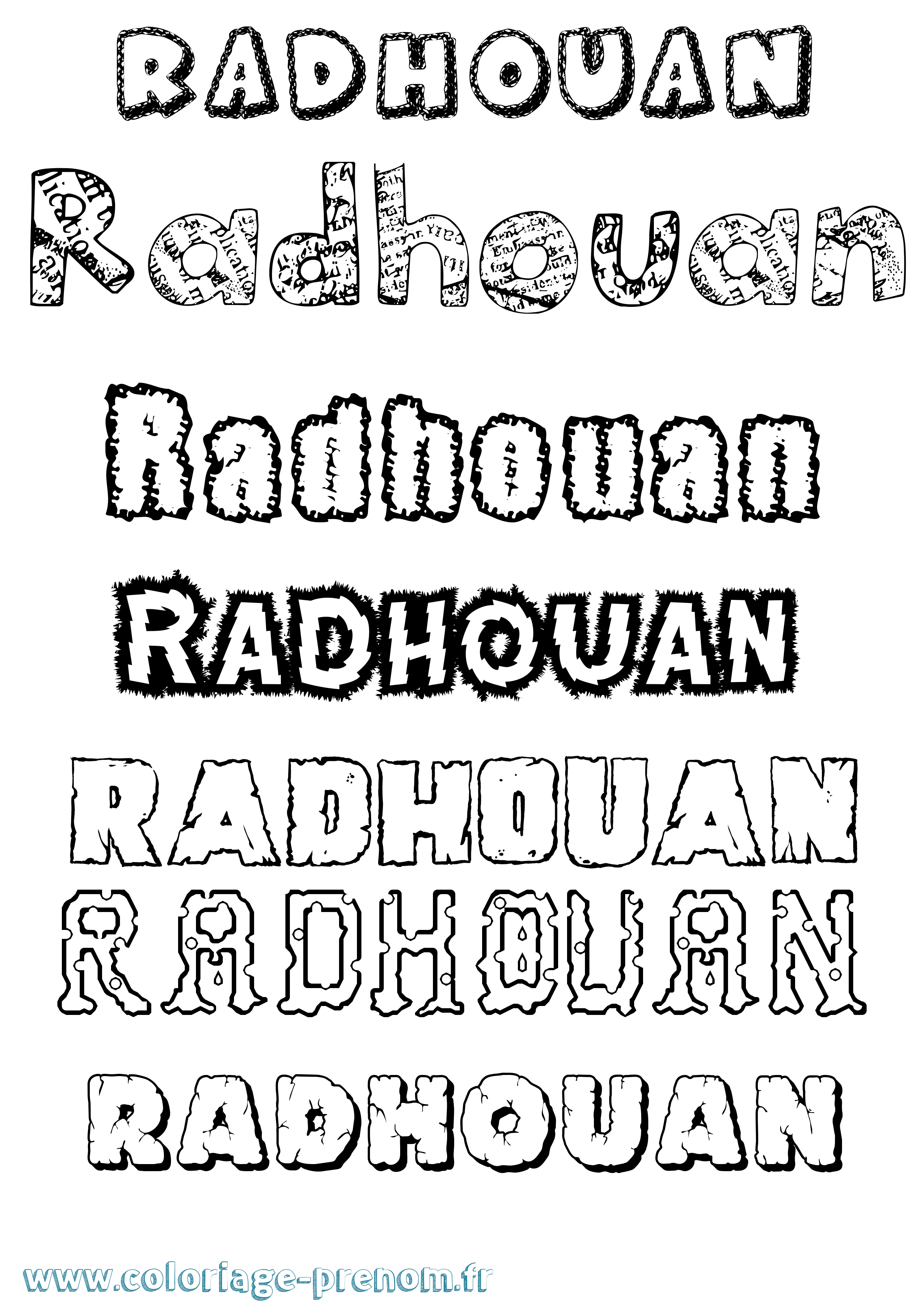 Coloriage Radhouan Destructuré Coloriage prénom Radhouan Destructuré