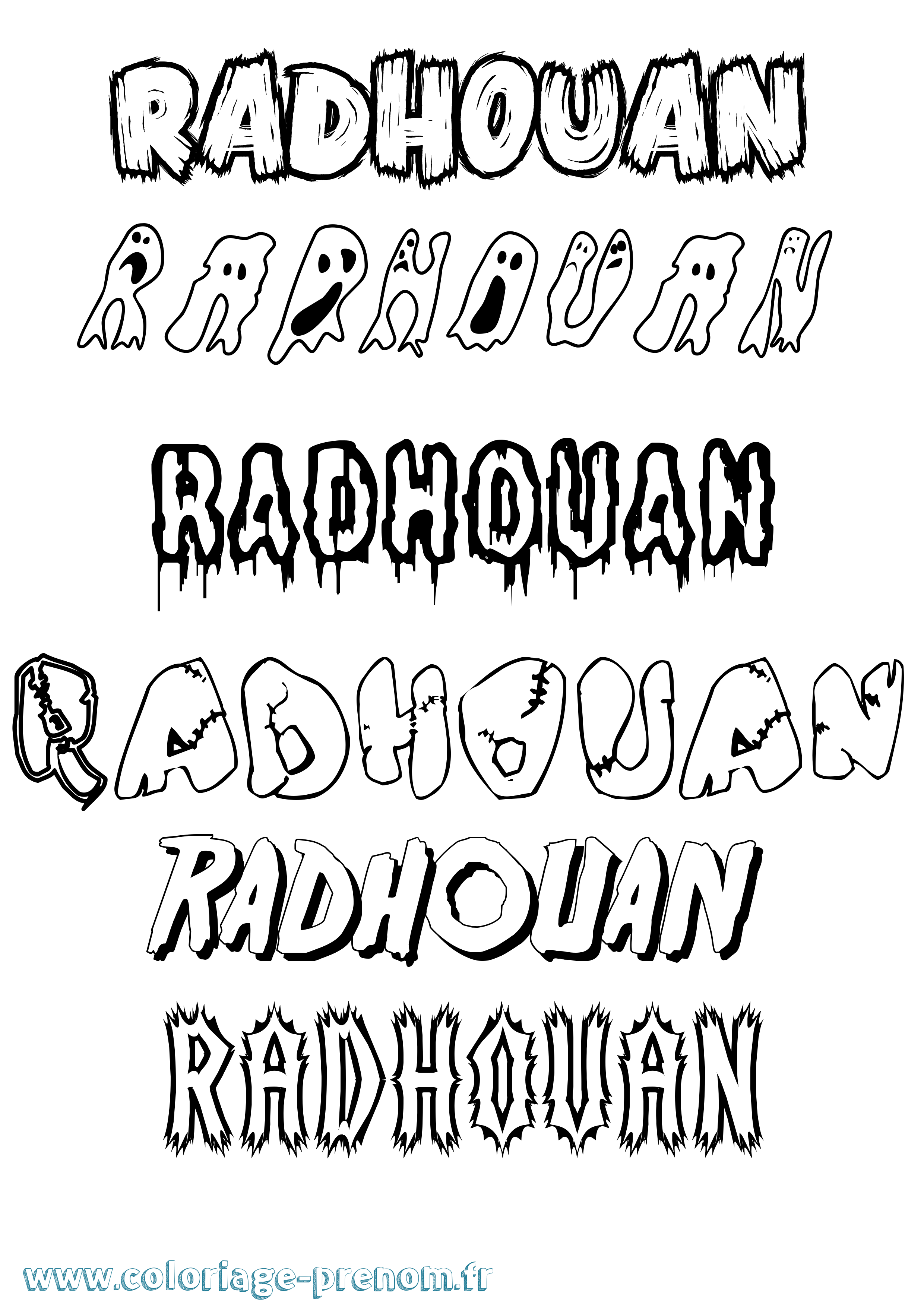 Coloriage Radhouan Frisson Coloriage prénom Radhouan Frisson