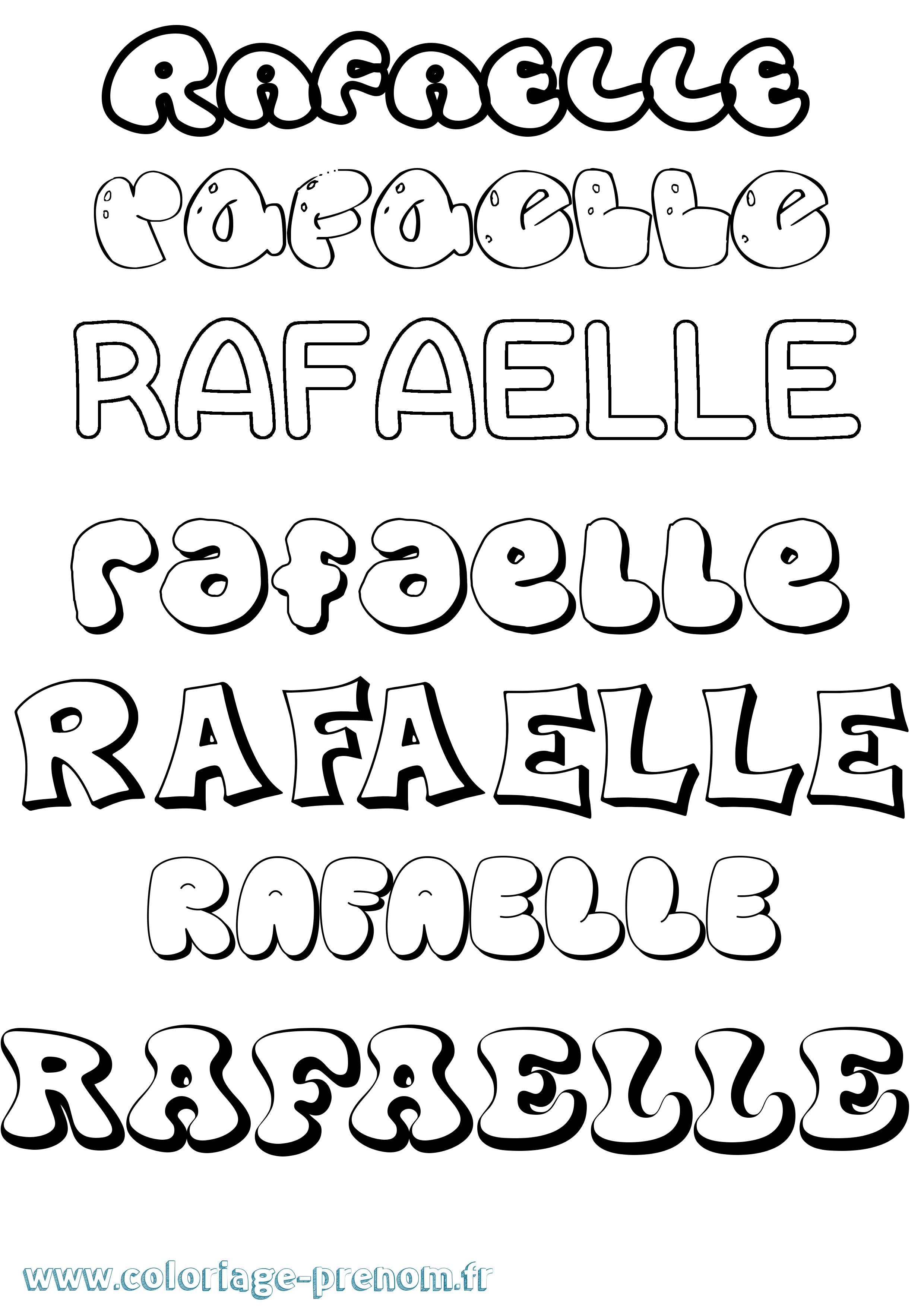 Coloriage Rafaelle Bubble Coloriage prénom Rafaelle Bubble
