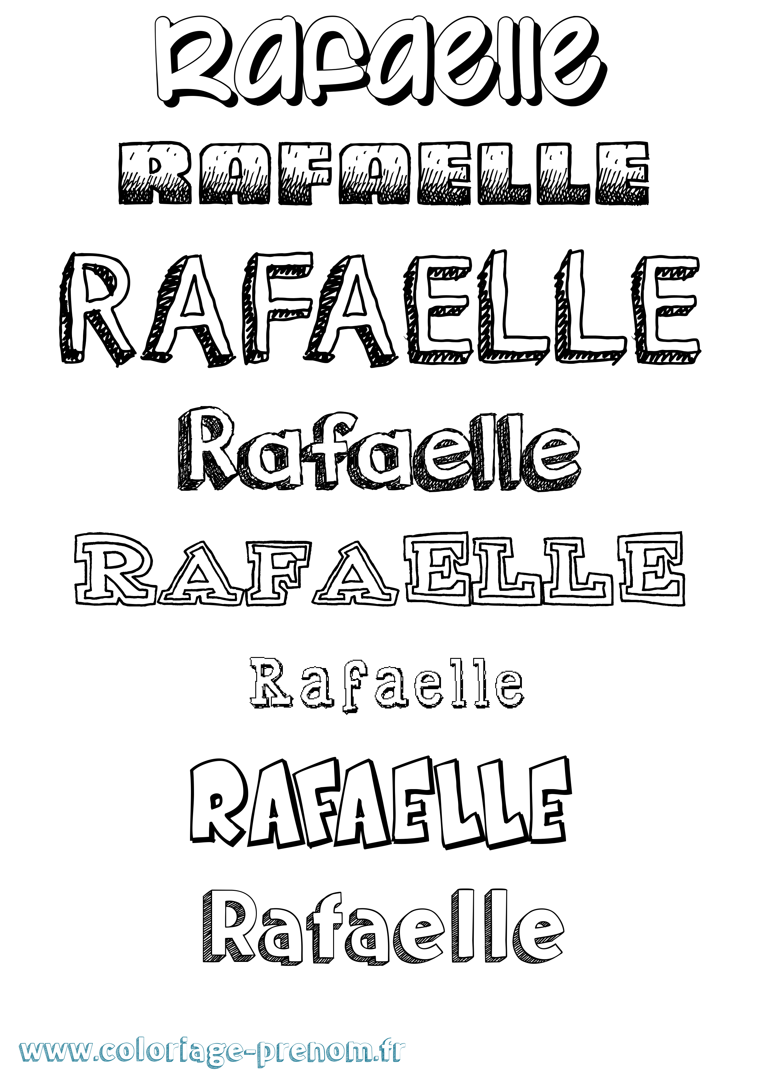 Coloriage Rafaelle Dessiné Coloriage prénom Rafaelle Dessiné
