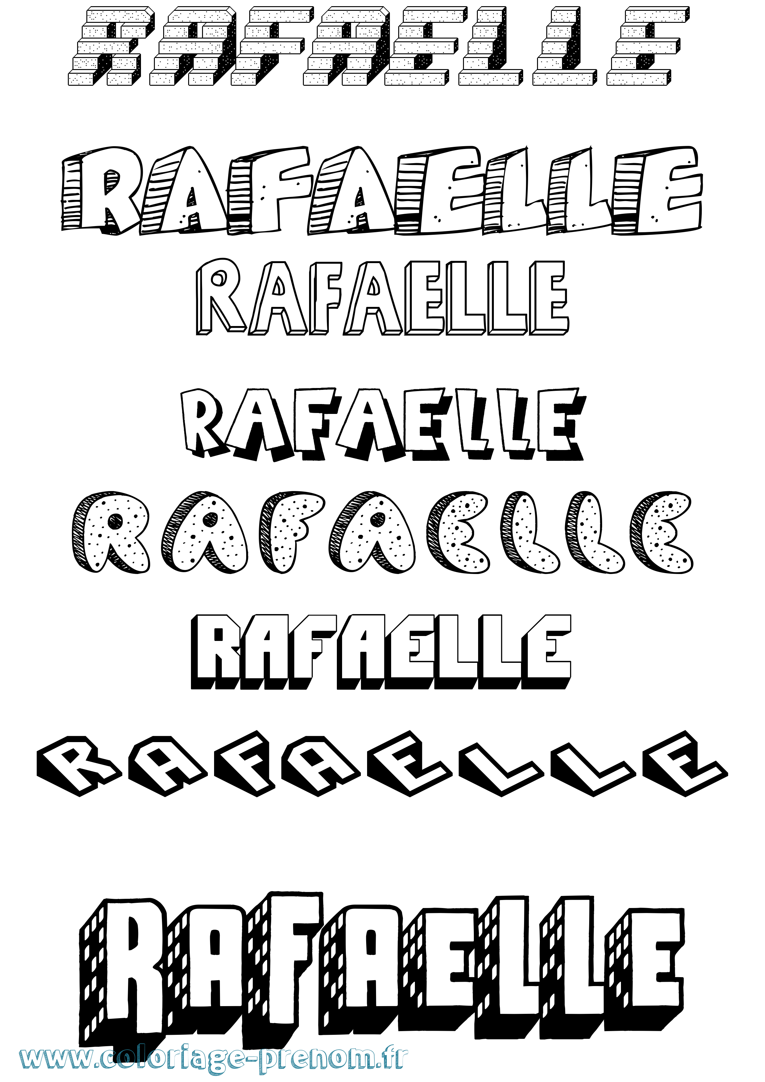 Coloriage Rafaelle Effet 3D Coloriage prénom Rafaelle Effet 3D
