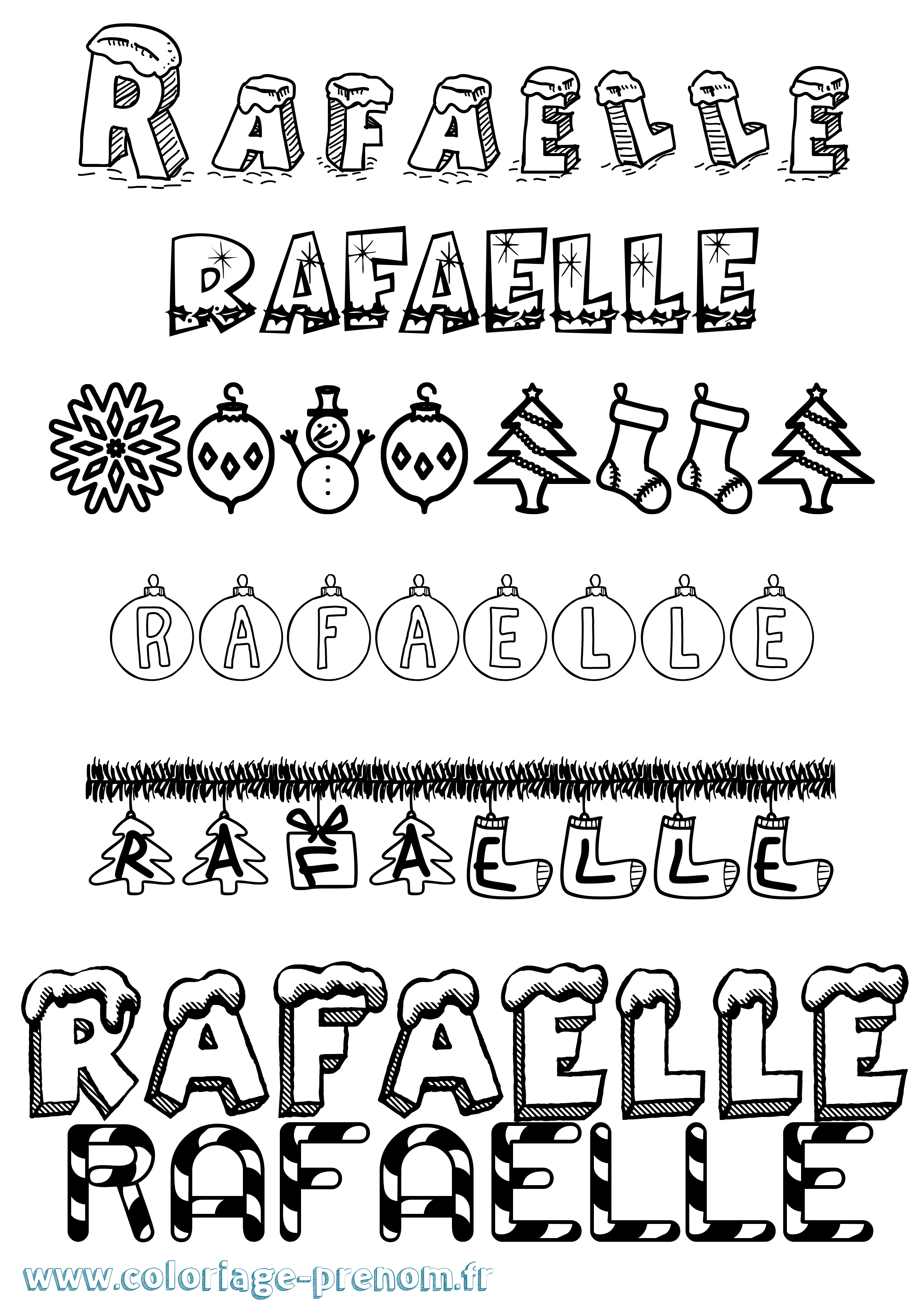 Coloriage Rafaelle Noël Coloriage prénom Rafaelle Noël