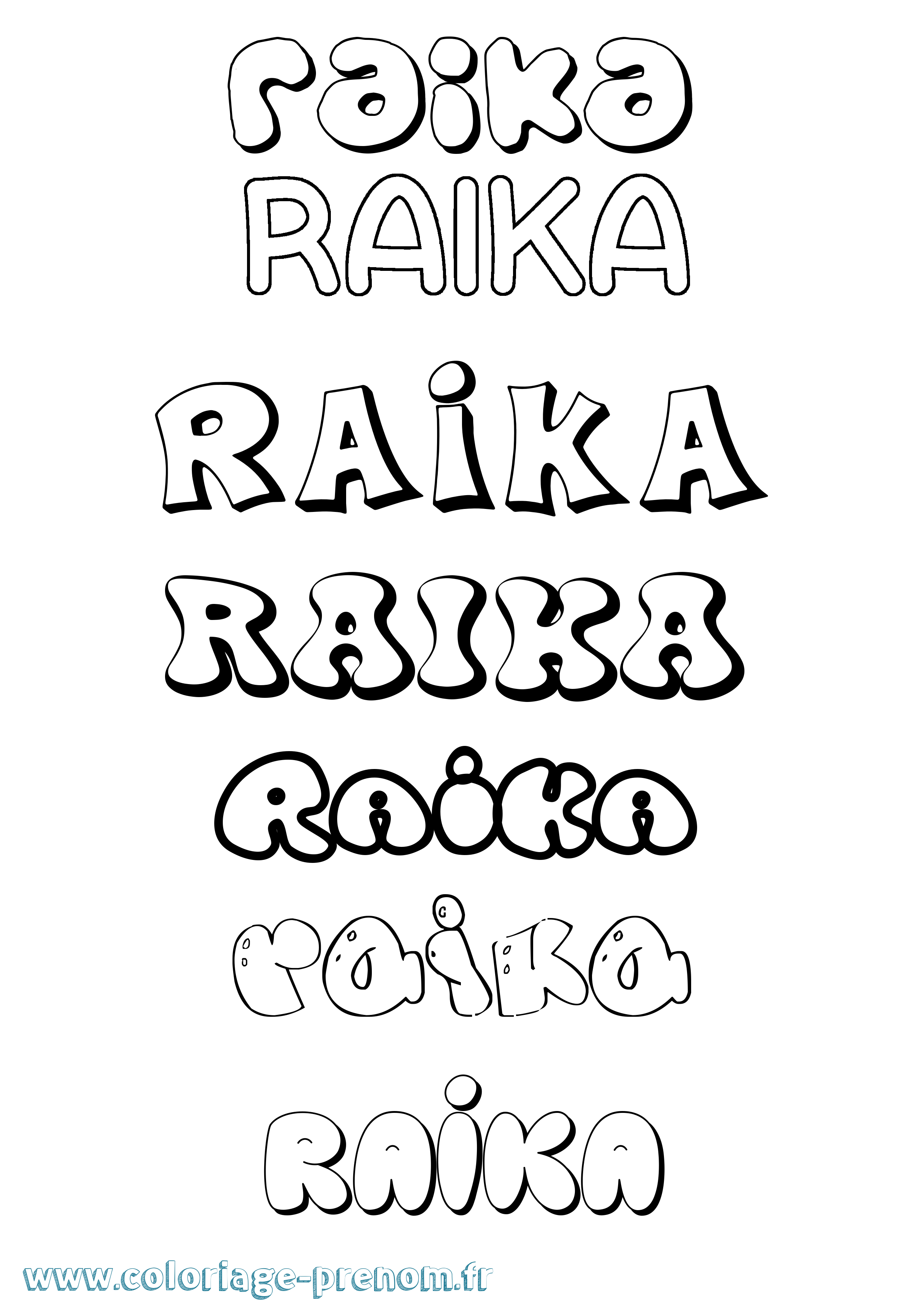 Coloriage Raika Bubble Coloriage prénom Raika Bubble