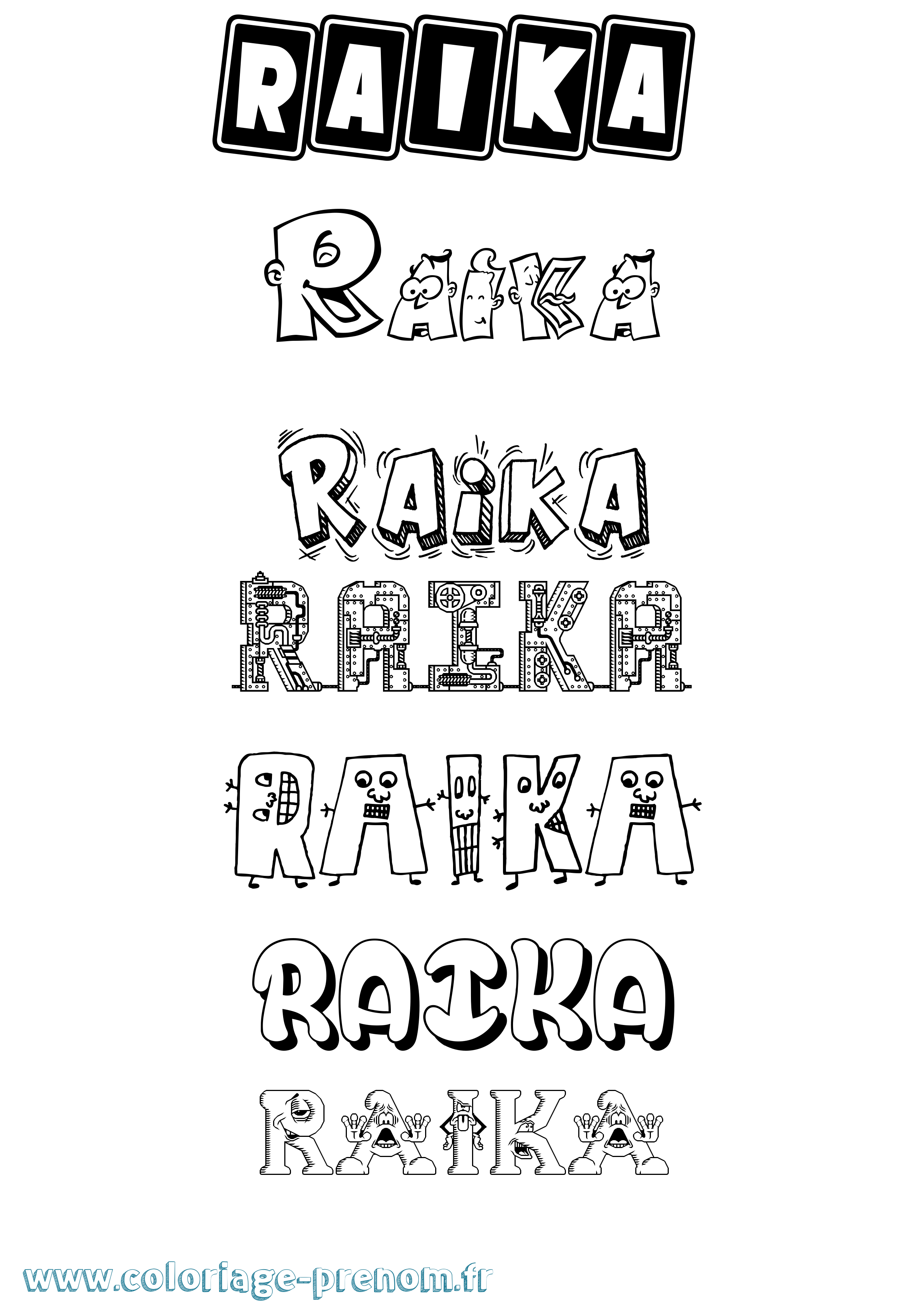 Coloriage Raika Fun Coloriage prénom Raika Fun