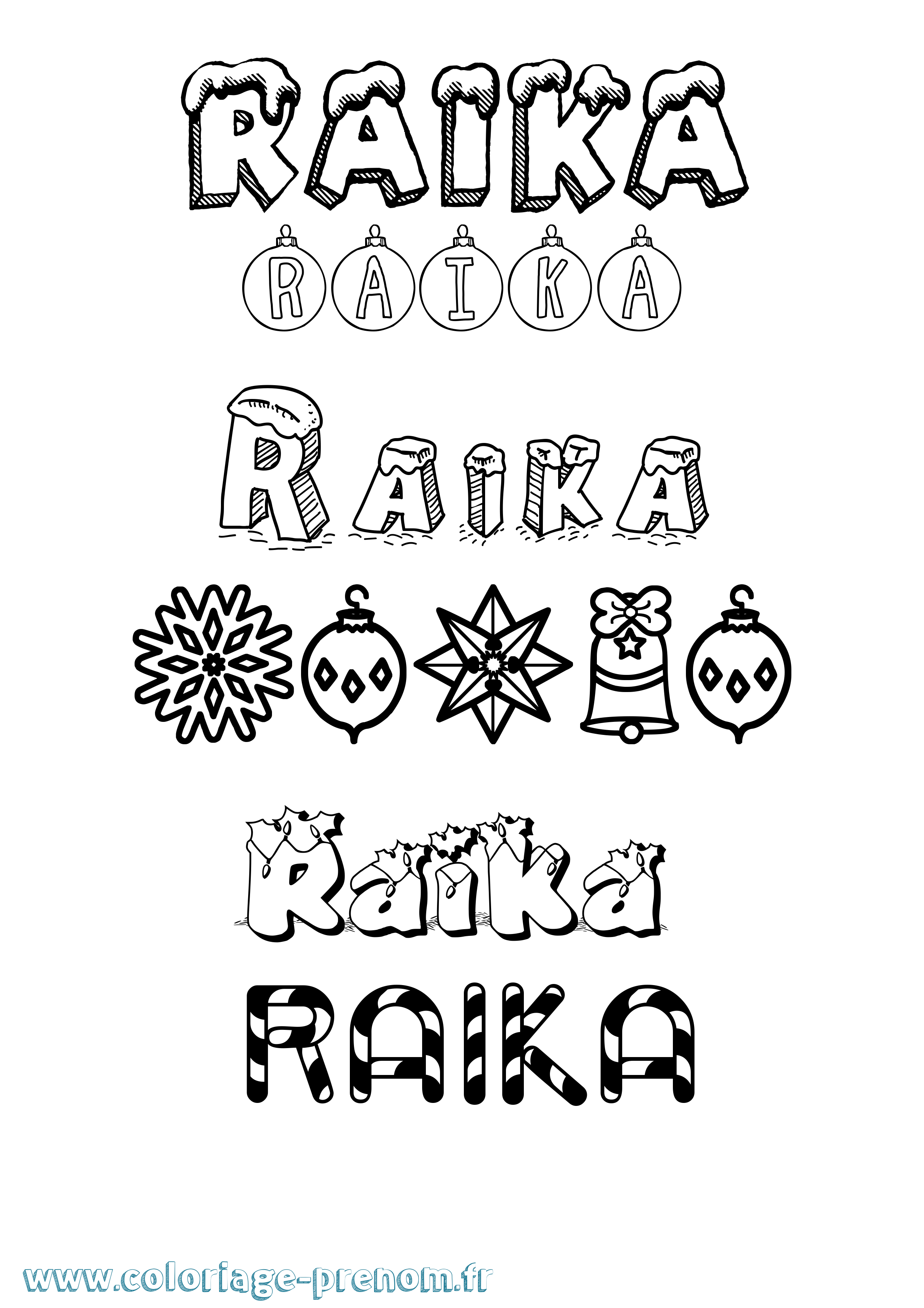 Coloriage Raika Noël Coloriage prénom Raika Noël
