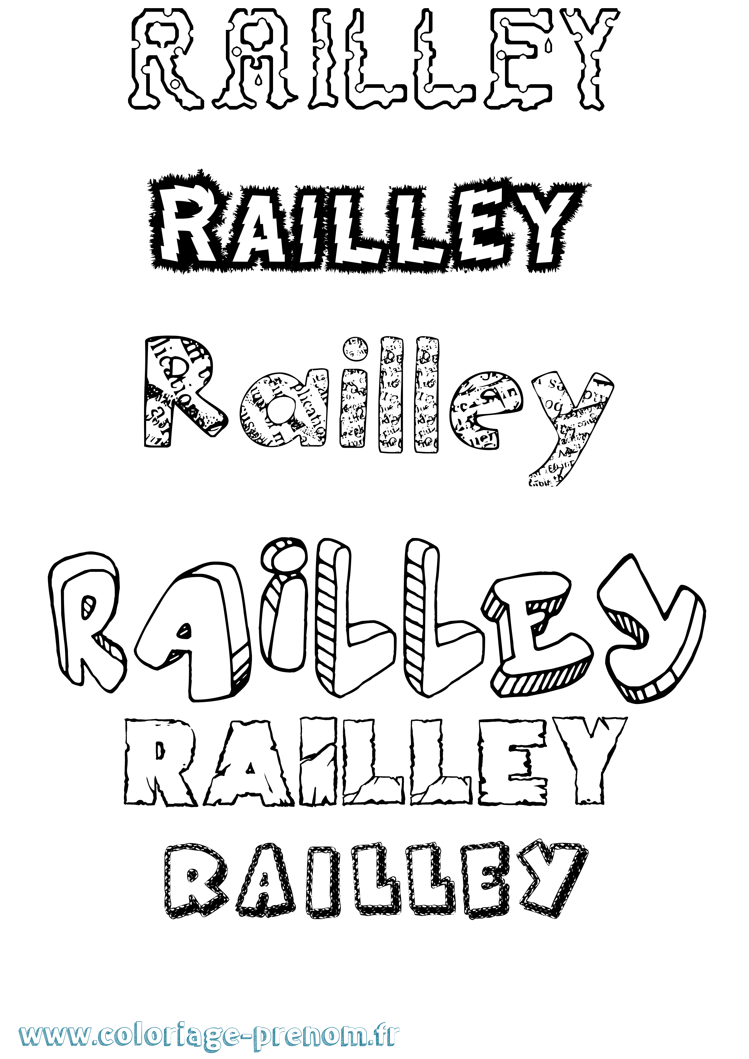 Coloriage Railley Destructuré Coloriage prénom Railley Destructuré