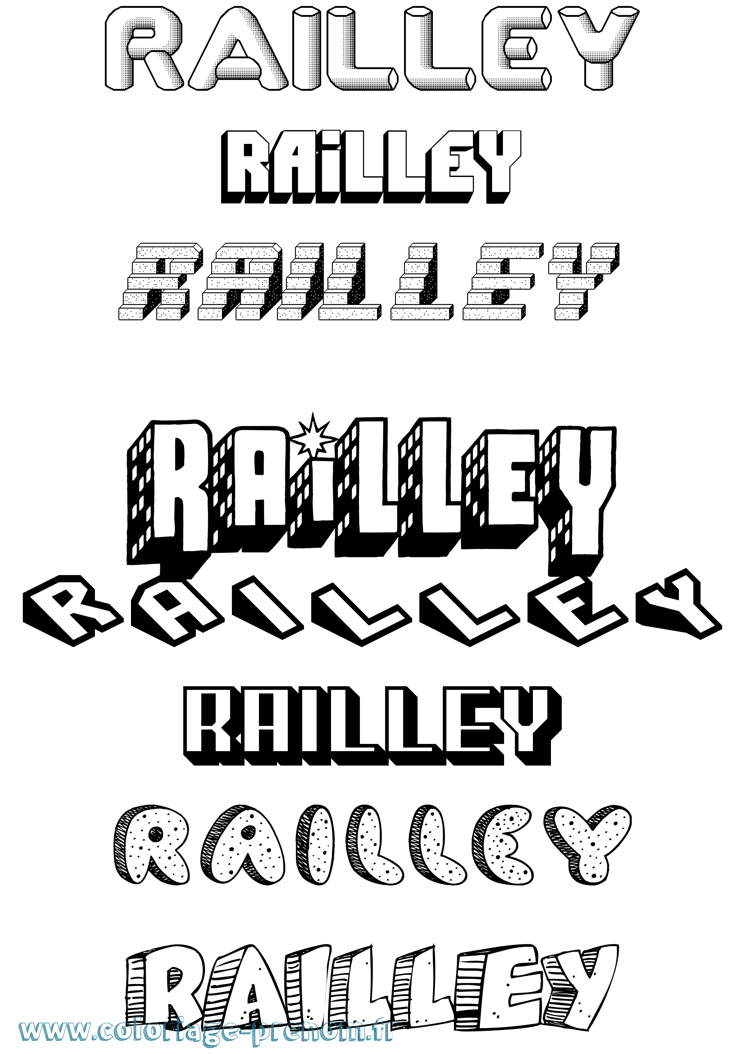 Coloriage Railley Effet 3D Coloriage prénom Railley Effet 3D
