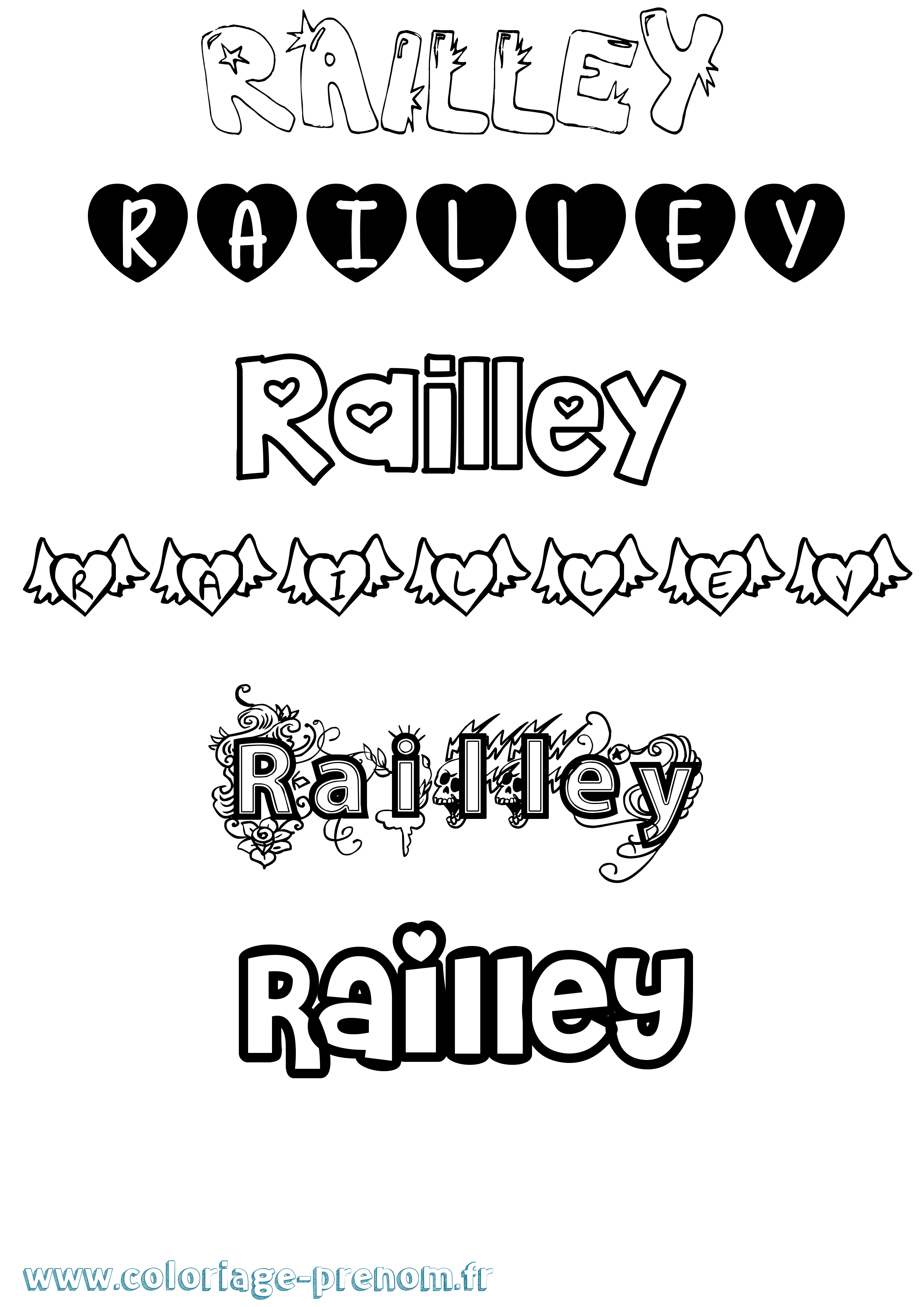 Coloriage Railley Girly Coloriage prénom Railley Girly