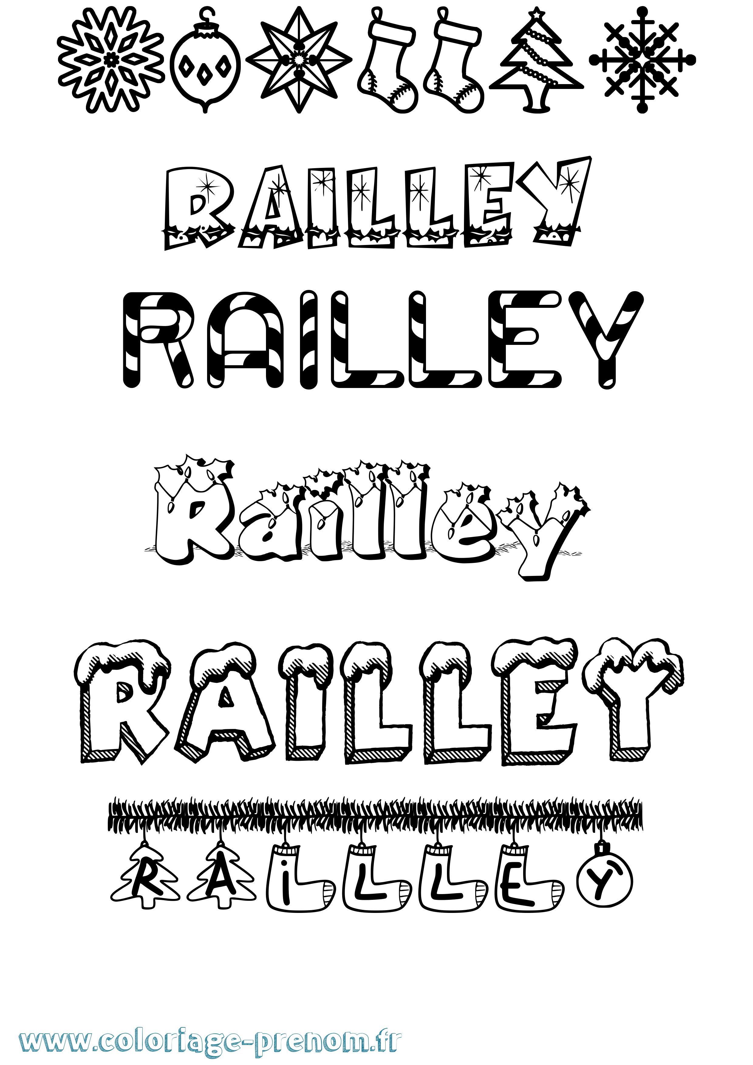 Coloriage Railley Noël Coloriage prénom Railley Noël