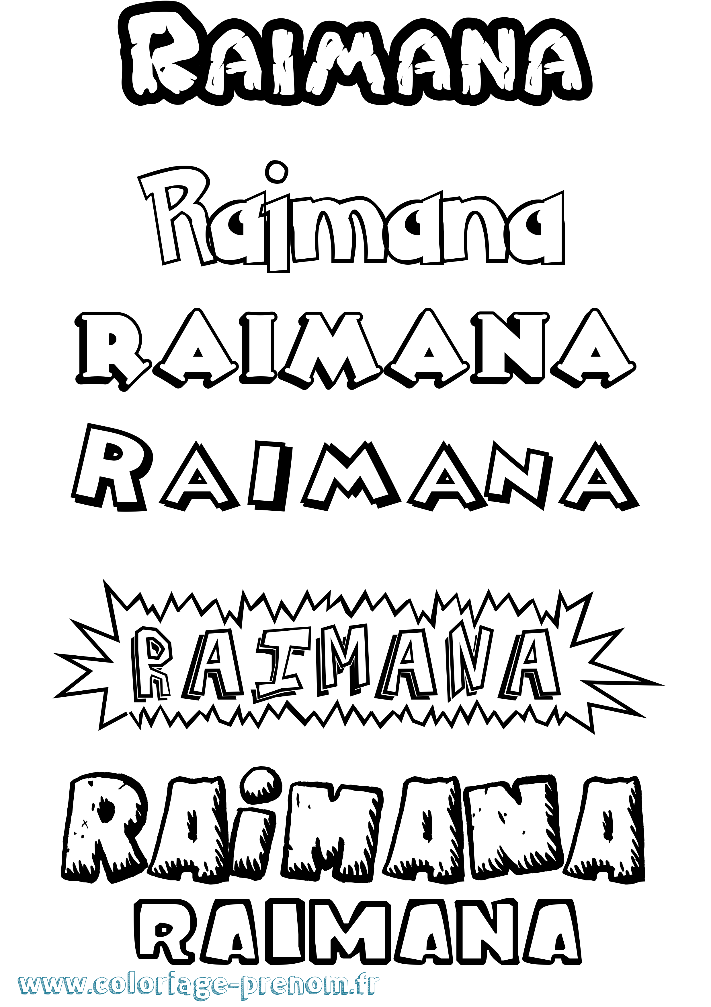 Coloriage Raimana Dessin Animé Coloriage prénom Raimana Dessin Animé