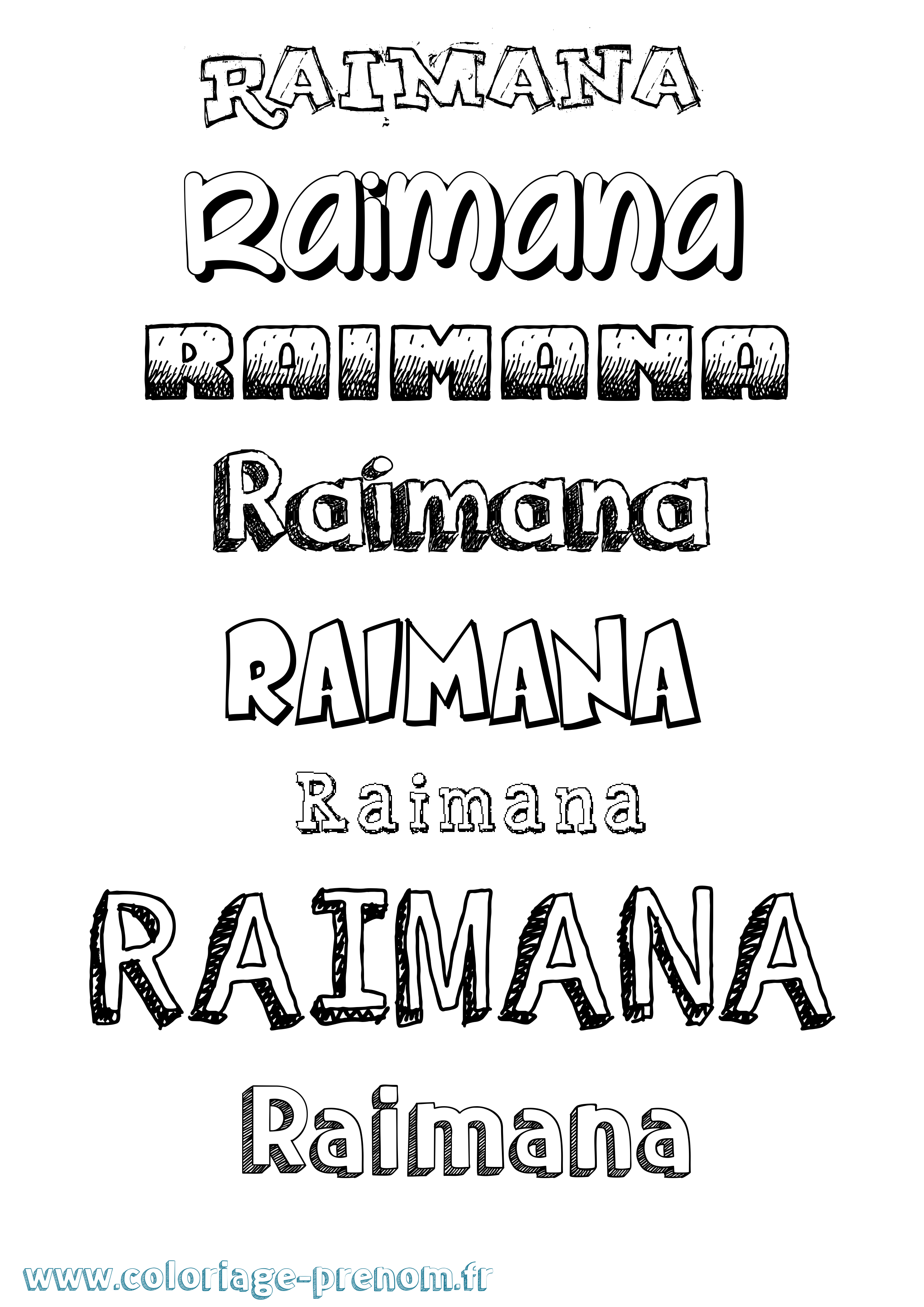 Coloriage Raimana Dessiné Coloriage prénom Raimana Dessiné