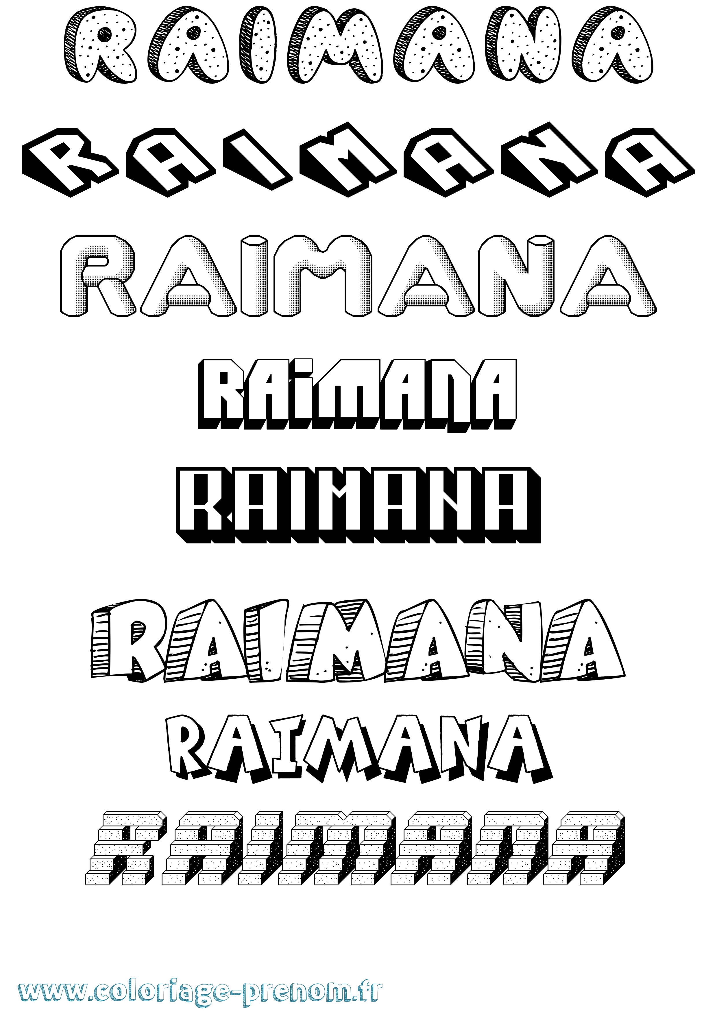Coloriage Raimana Effet 3D Coloriage prénom Raimana Effet 3D