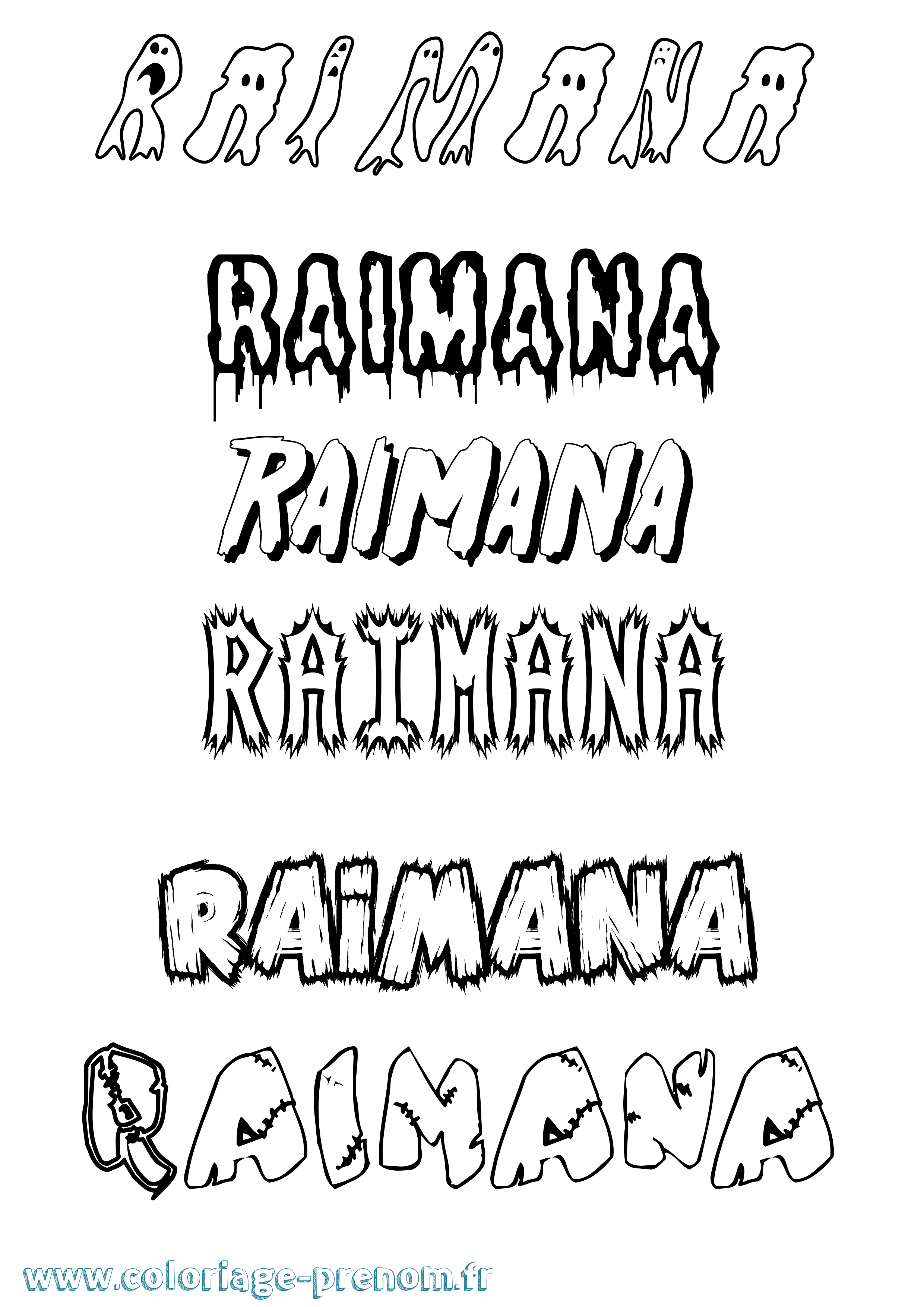 Coloriage Raimana Frisson Coloriage prénom Raimana Frisson