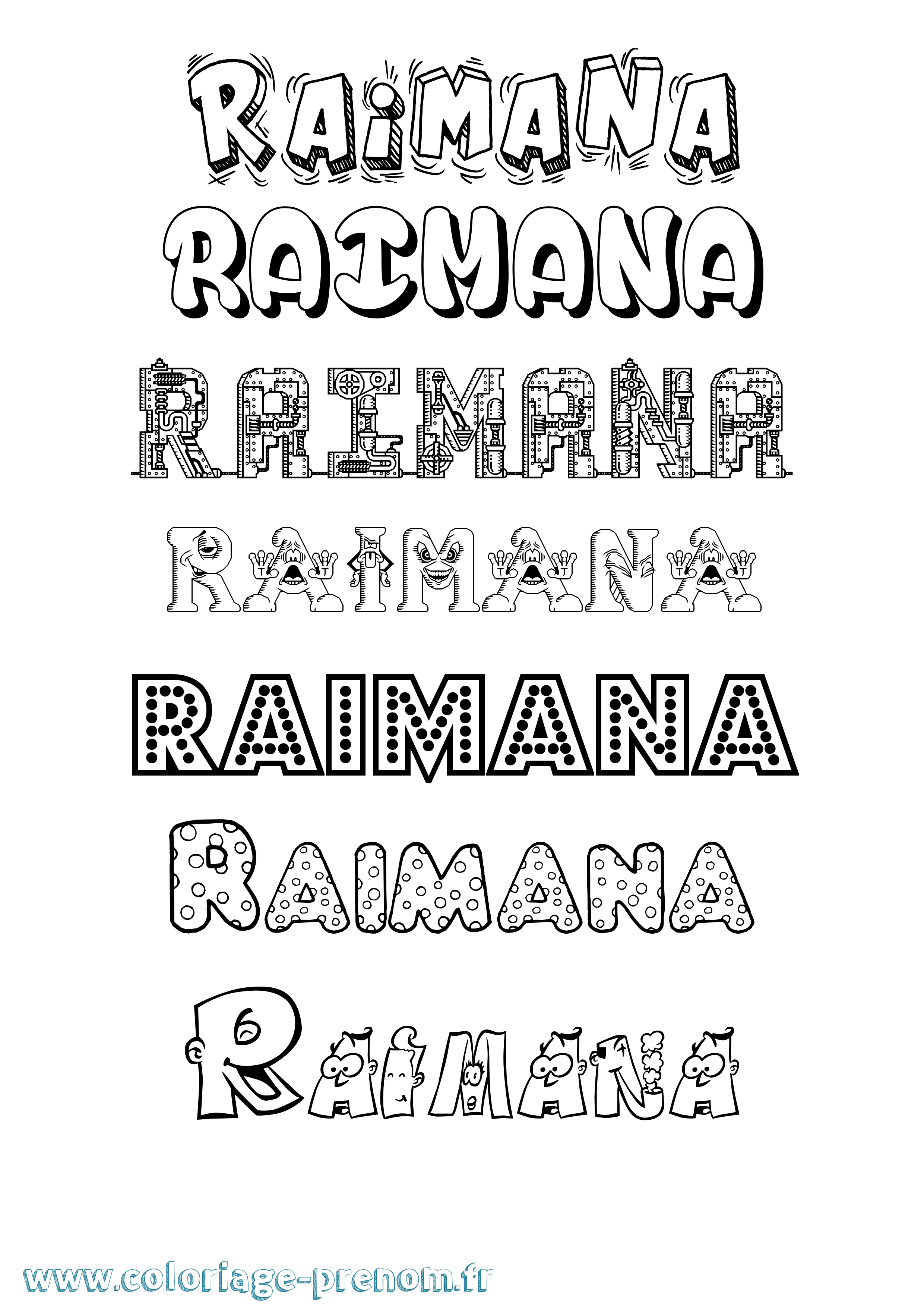 Coloriage Raimana Fun Coloriage prénom Raimana Fun