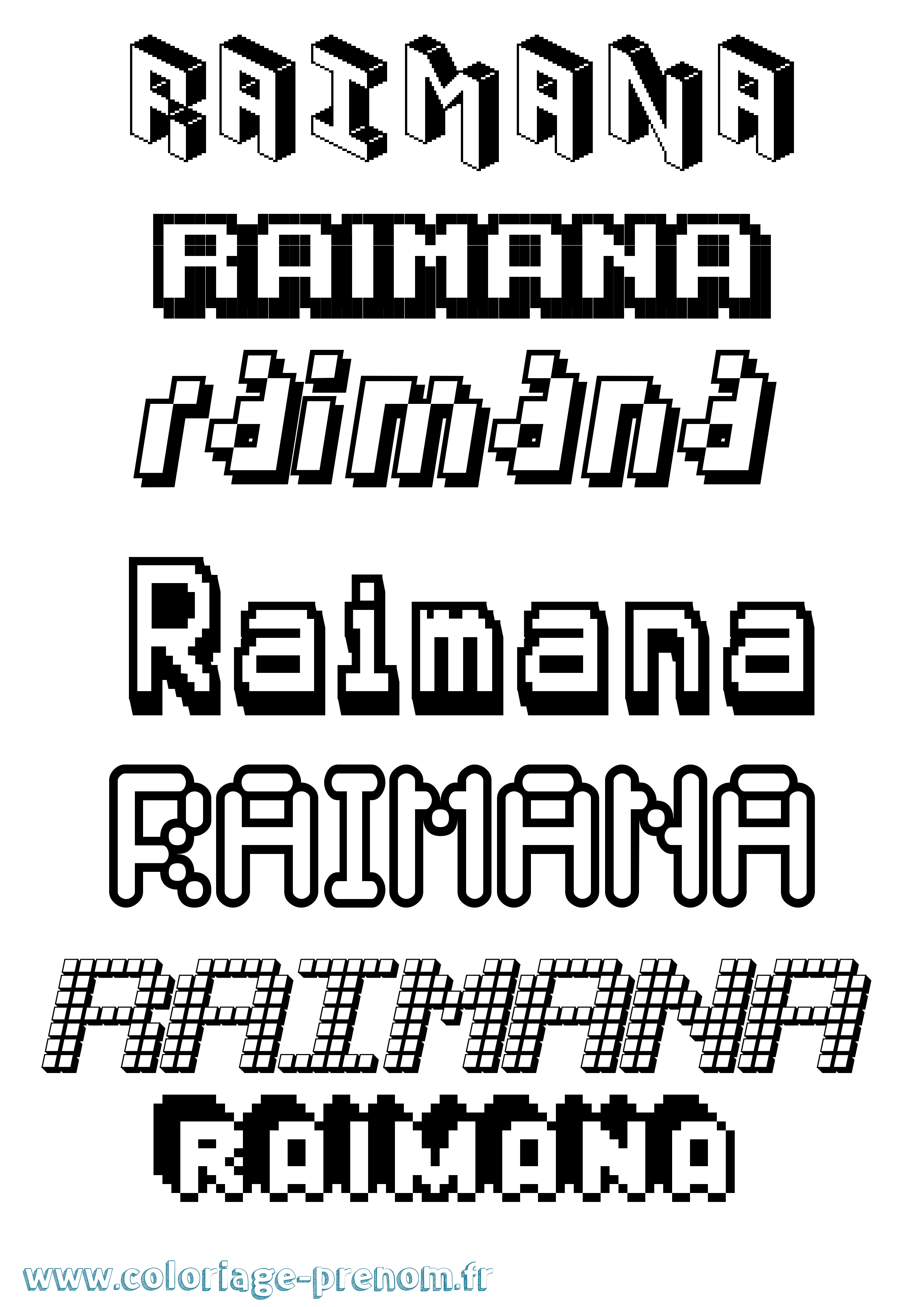 Coloriage Raimana Pixel Coloriage prénom Raimana Pixel