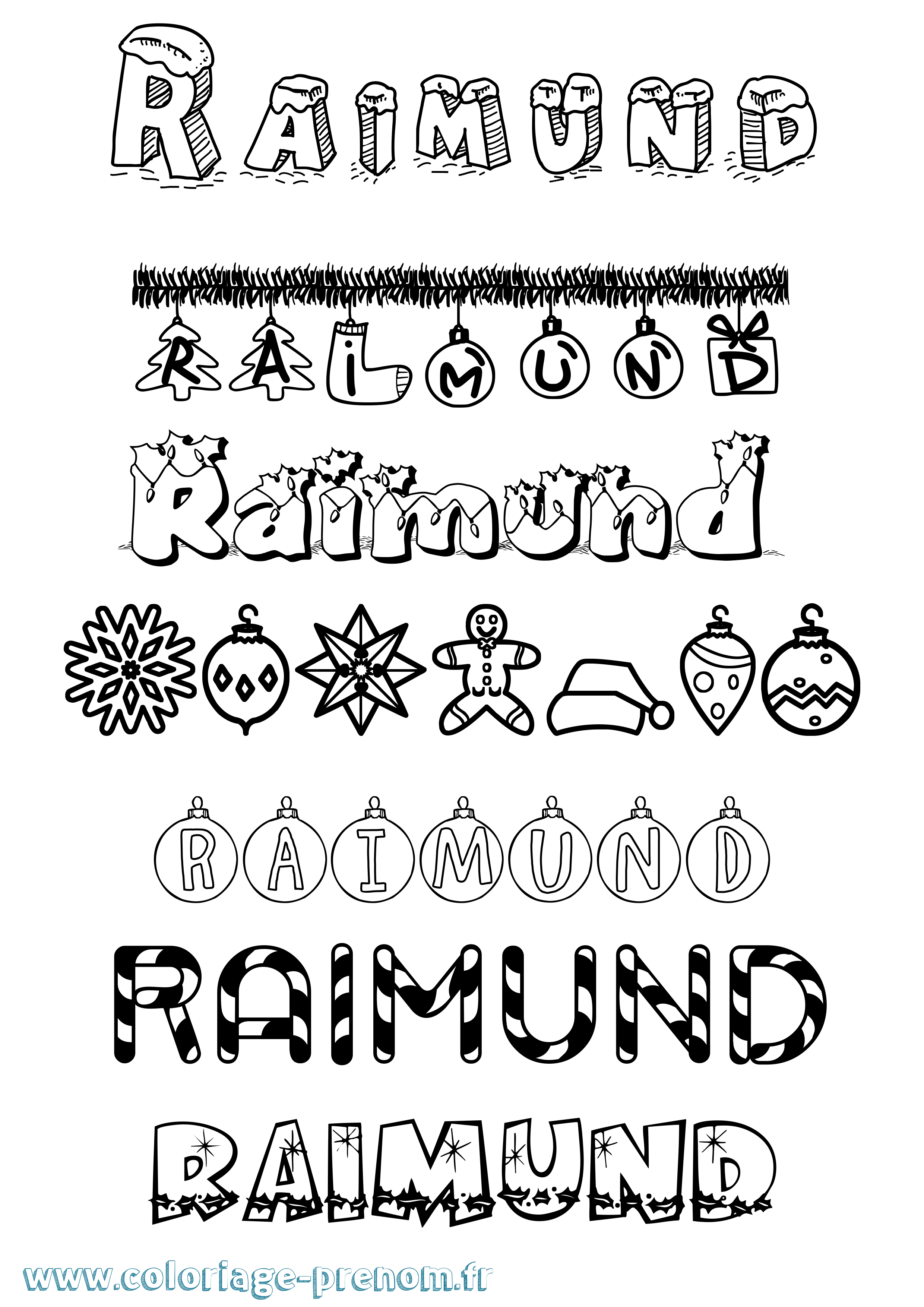 Coloriage Raimund Noël Coloriage prénom Raimund Noël