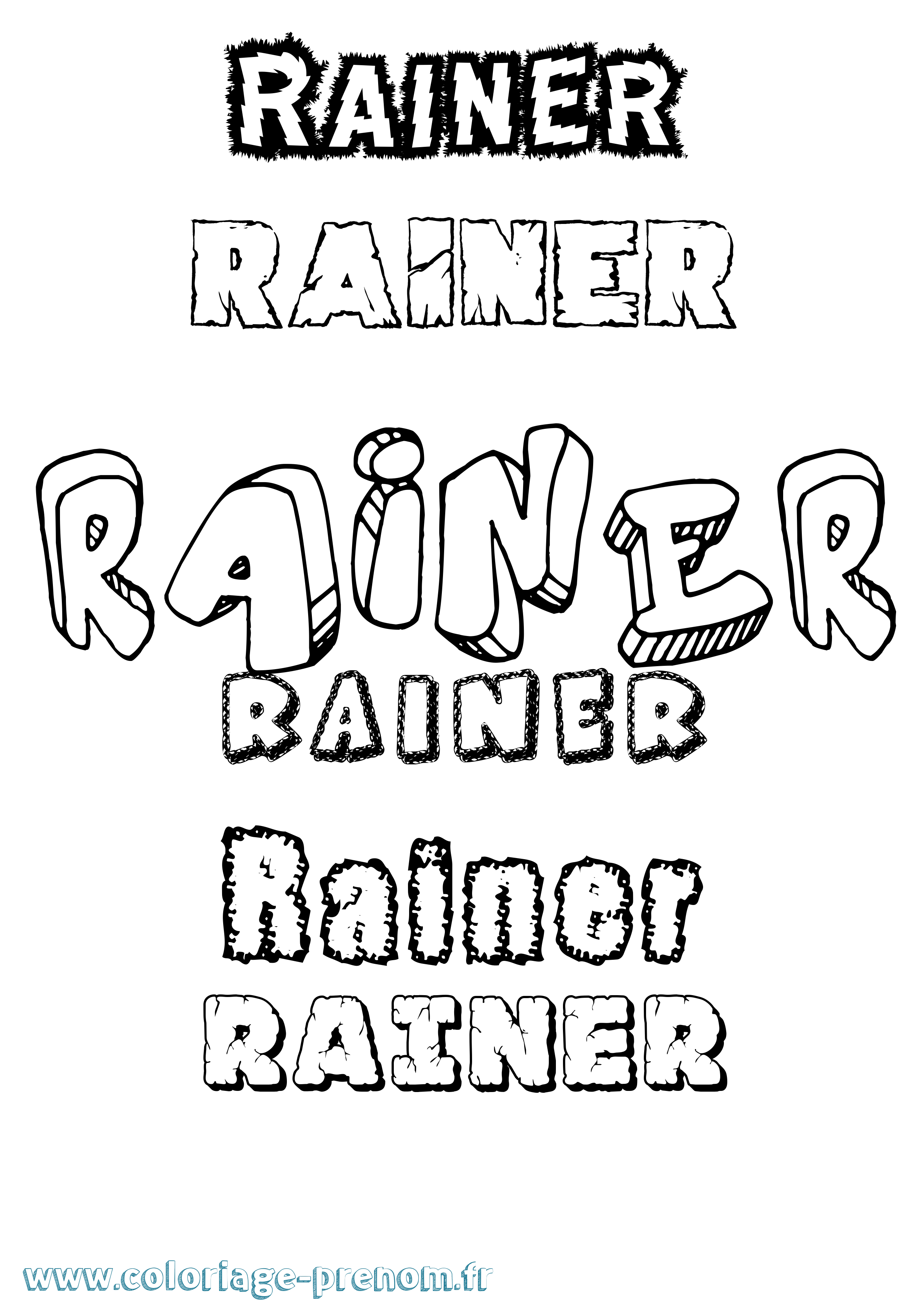 Coloriage Rainer Destructuré Coloriage prénom Rainer Destructuré