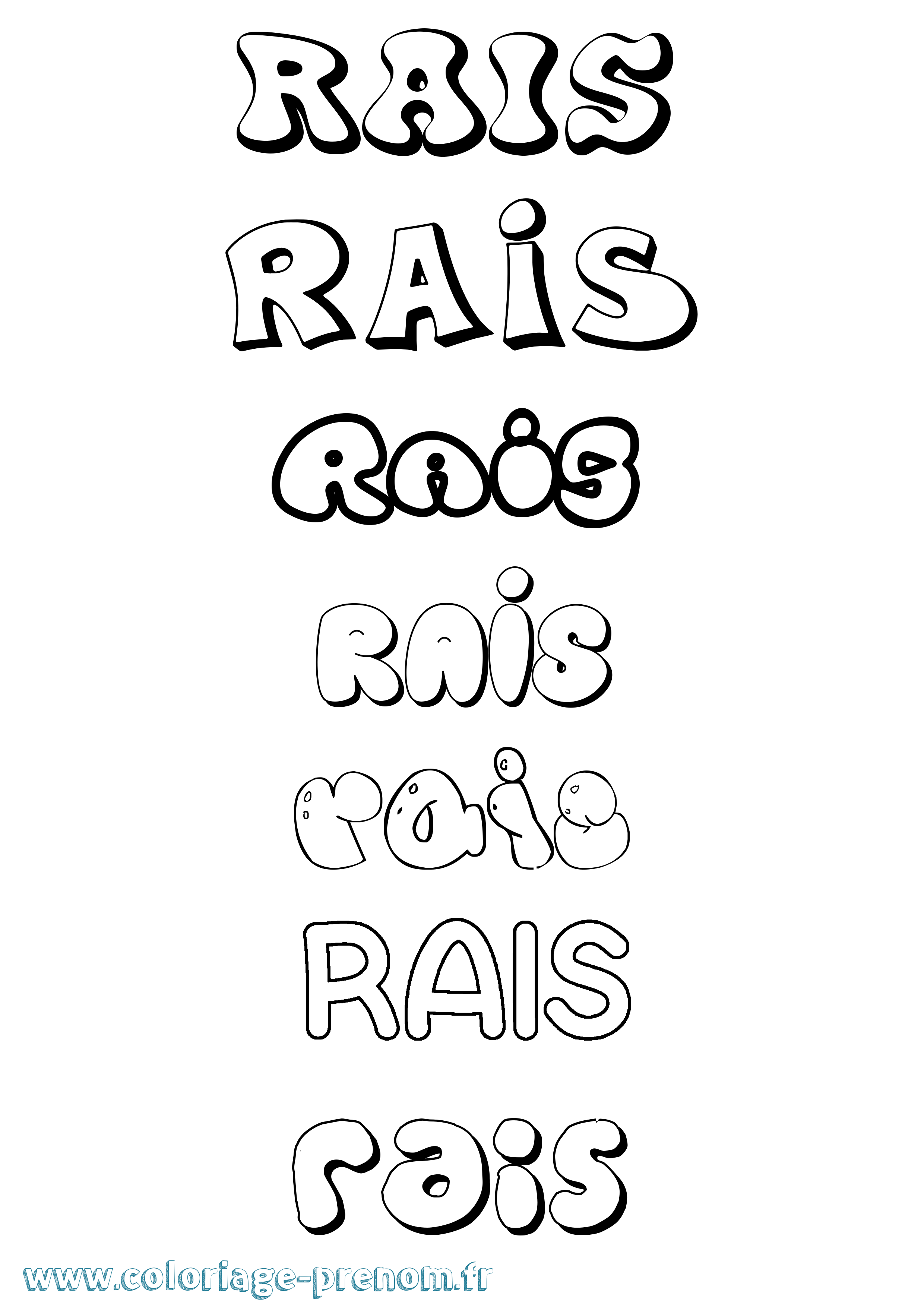 Coloriage Rais Bubble Coloriage prénom Rais Bubble