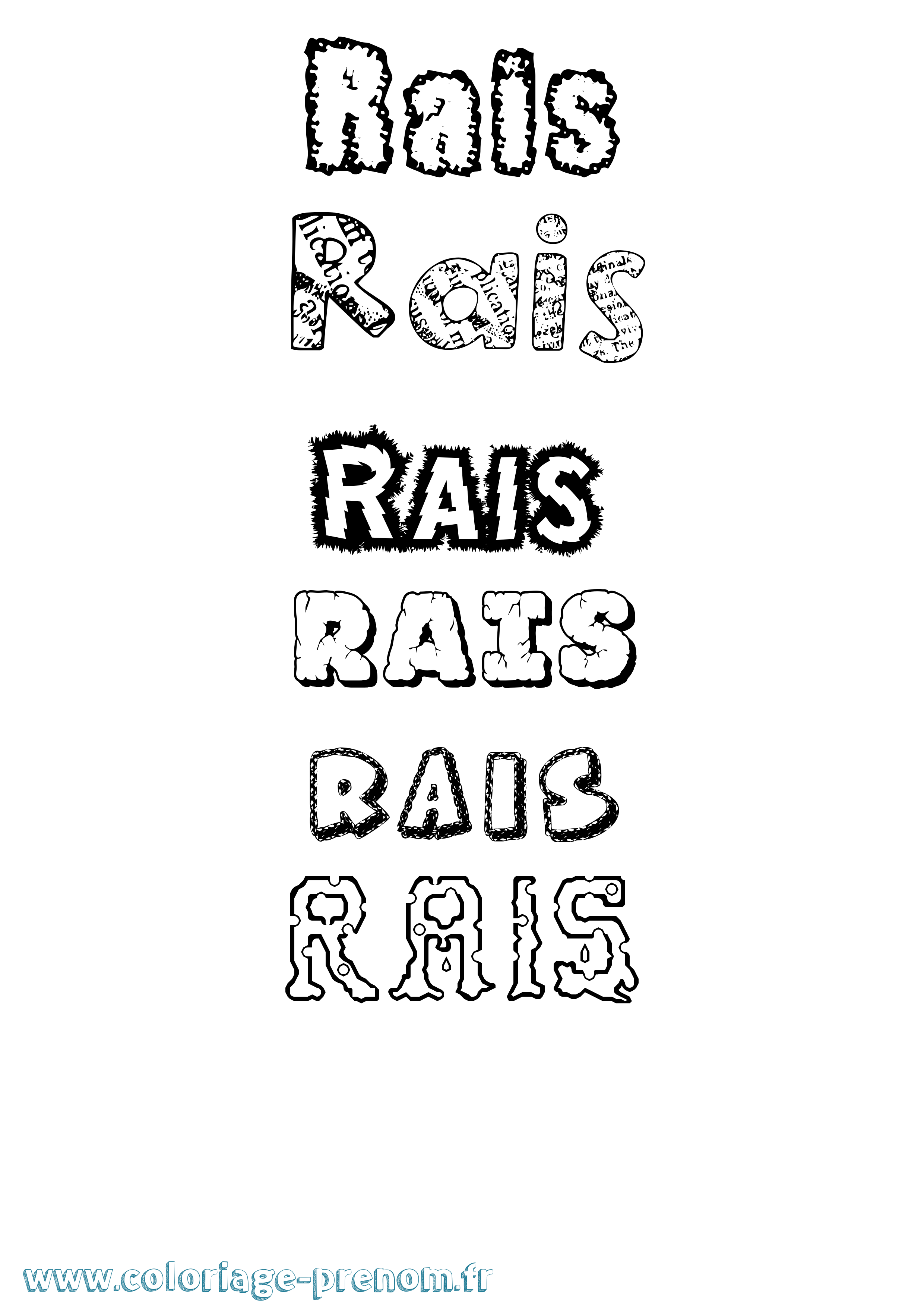 Coloriage Rais Destructuré Coloriage prénom Rais Destructuré
