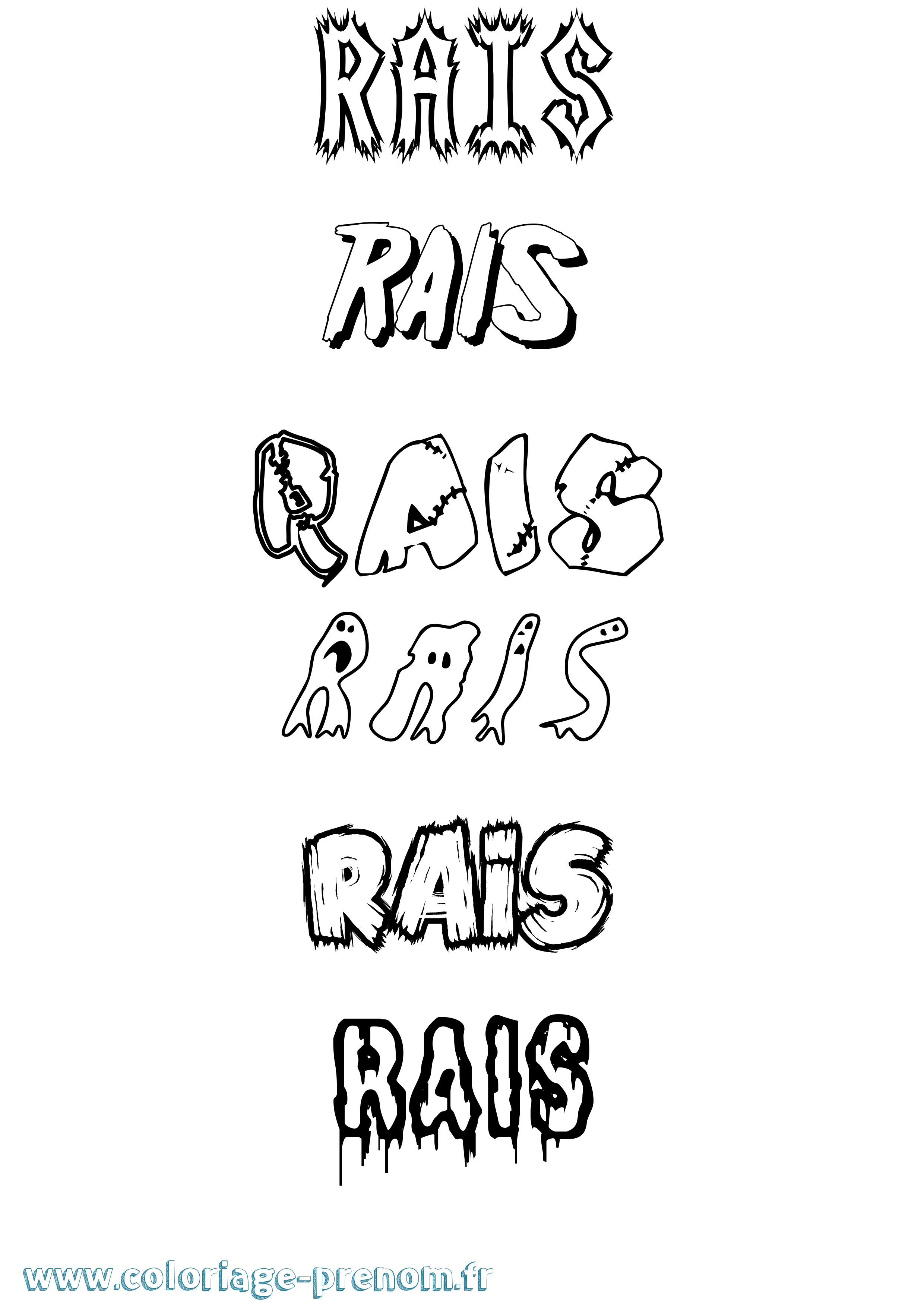 Coloriage Rais Frisson Coloriage prénom Rais Frisson