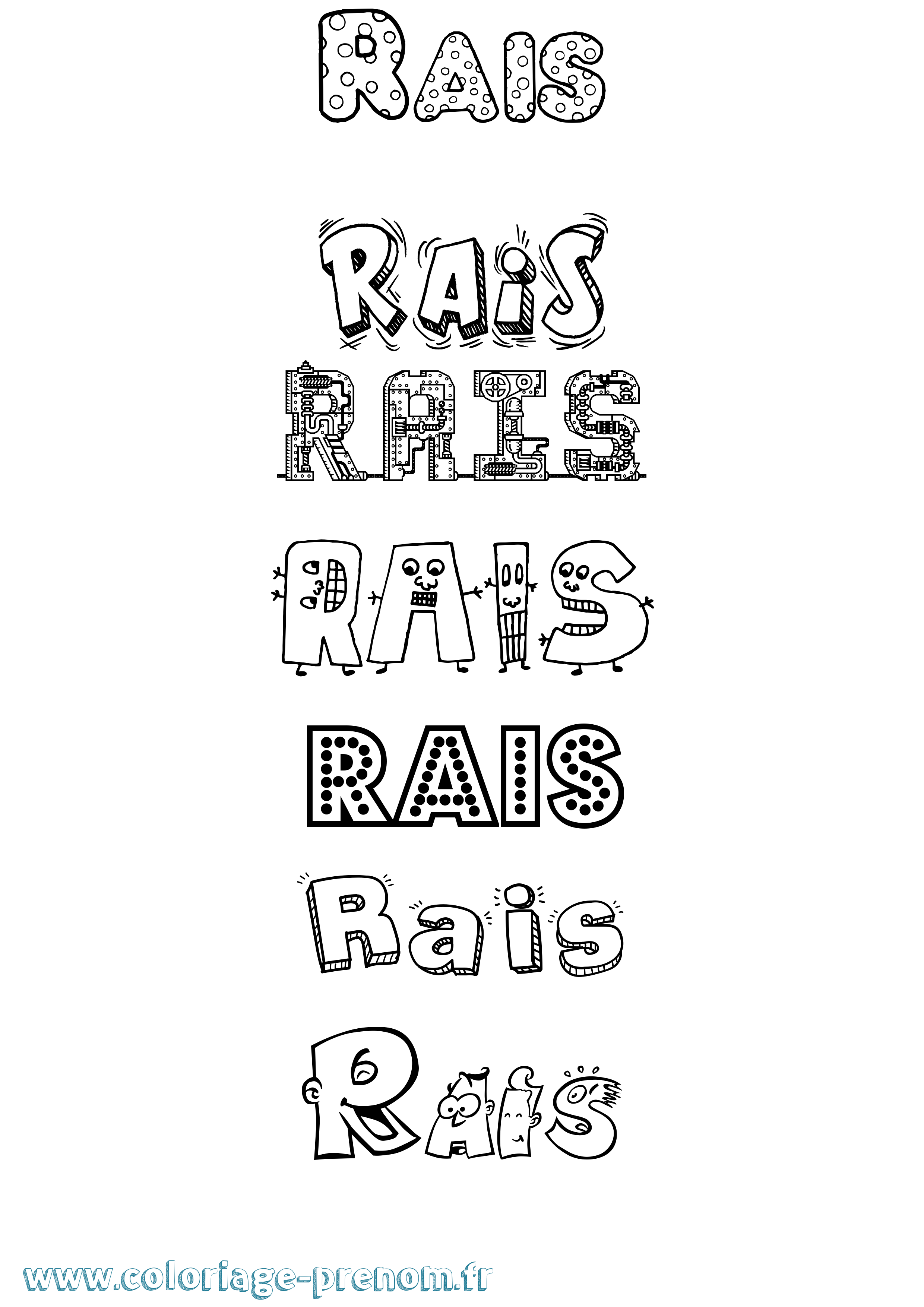 Coloriage Rais Fun Coloriage prénom Rais Fun