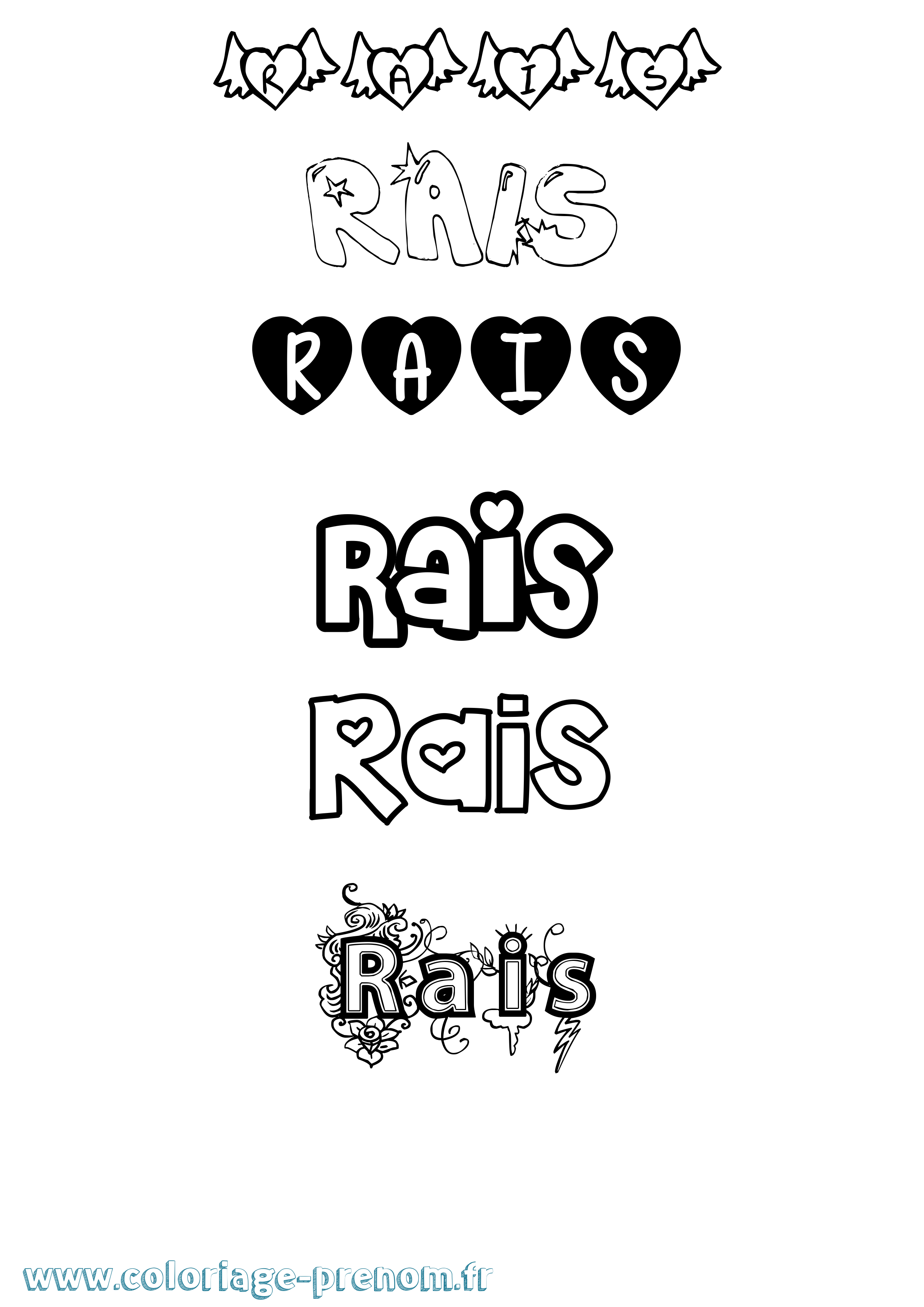 Coloriage Rais Girly Coloriage prénom Rais Girly