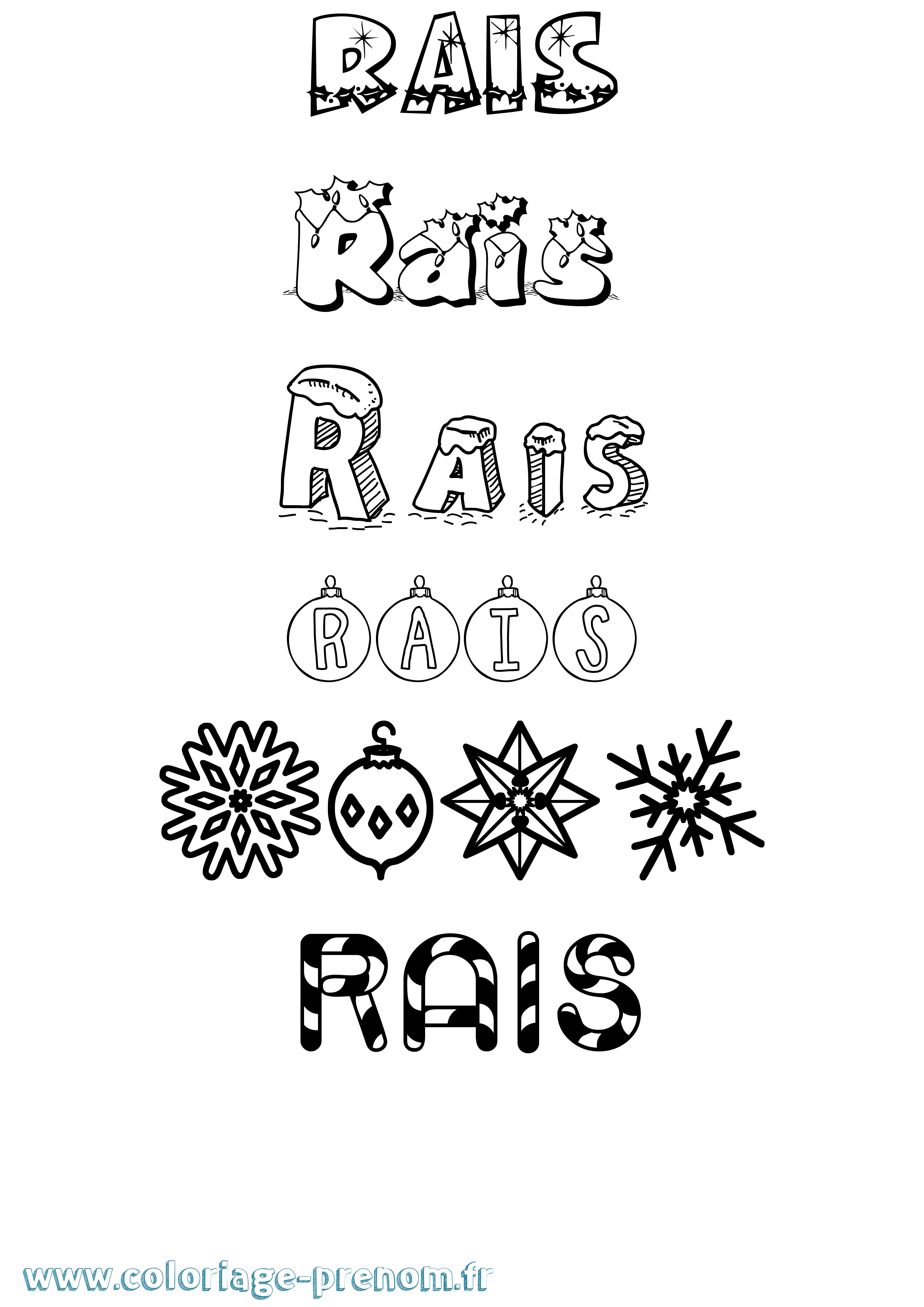 Coloriage Rais Noël Coloriage prénom Rais Noël