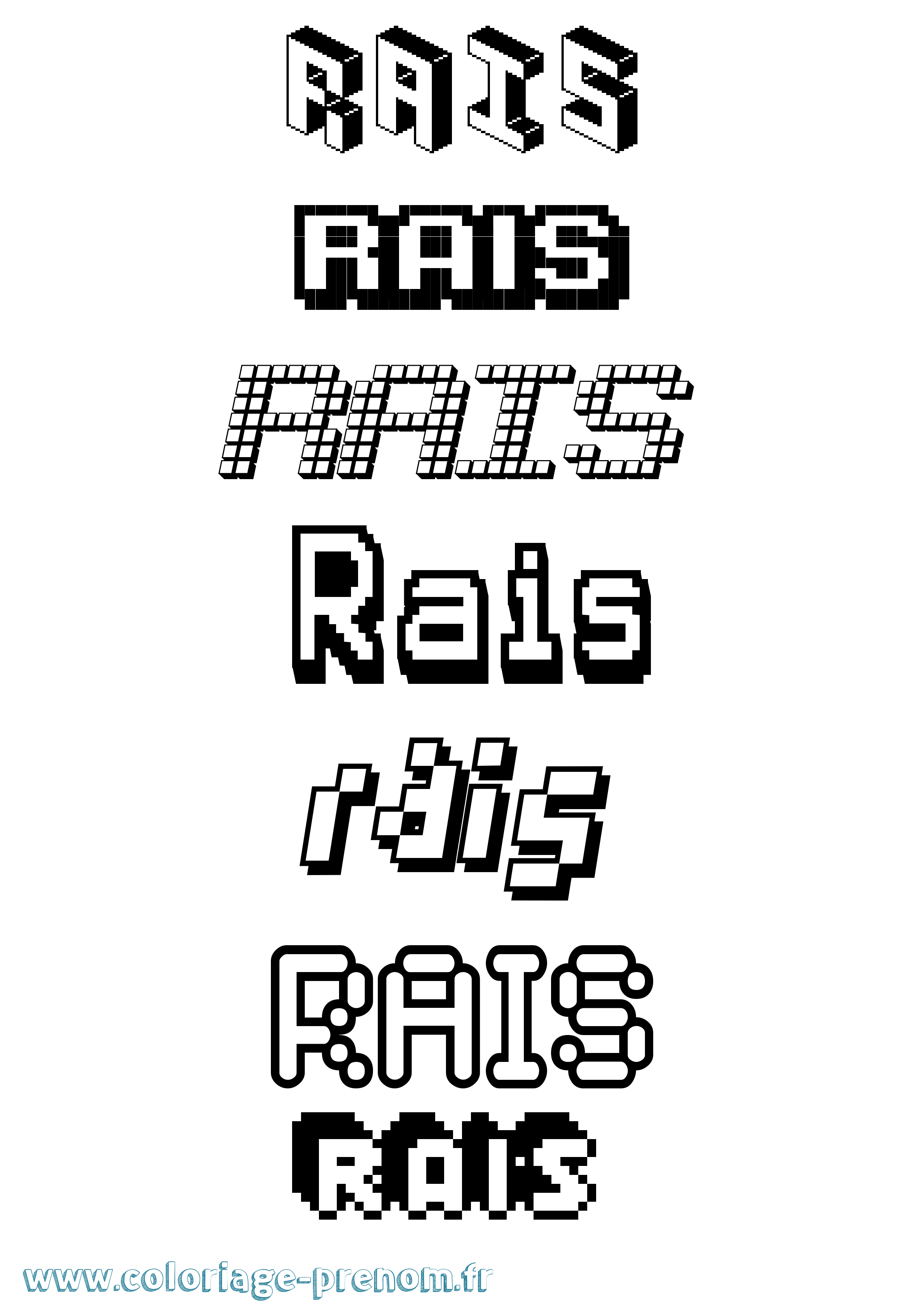 Coloriage Rais Pixel Coloriage prénom Rais Pixel