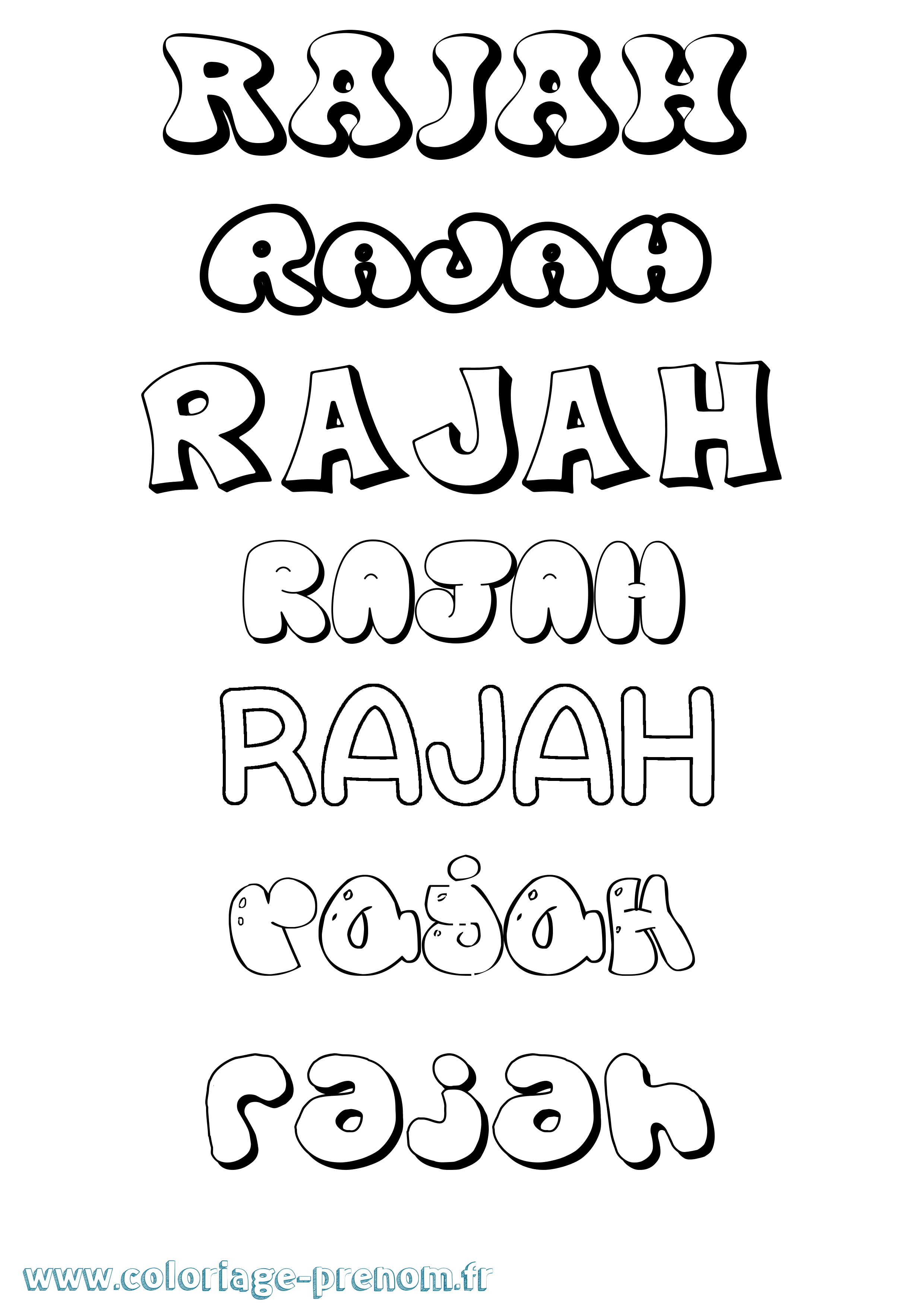 Coloriage Rajah Bubble Coloriage prénom Rajah Bubble