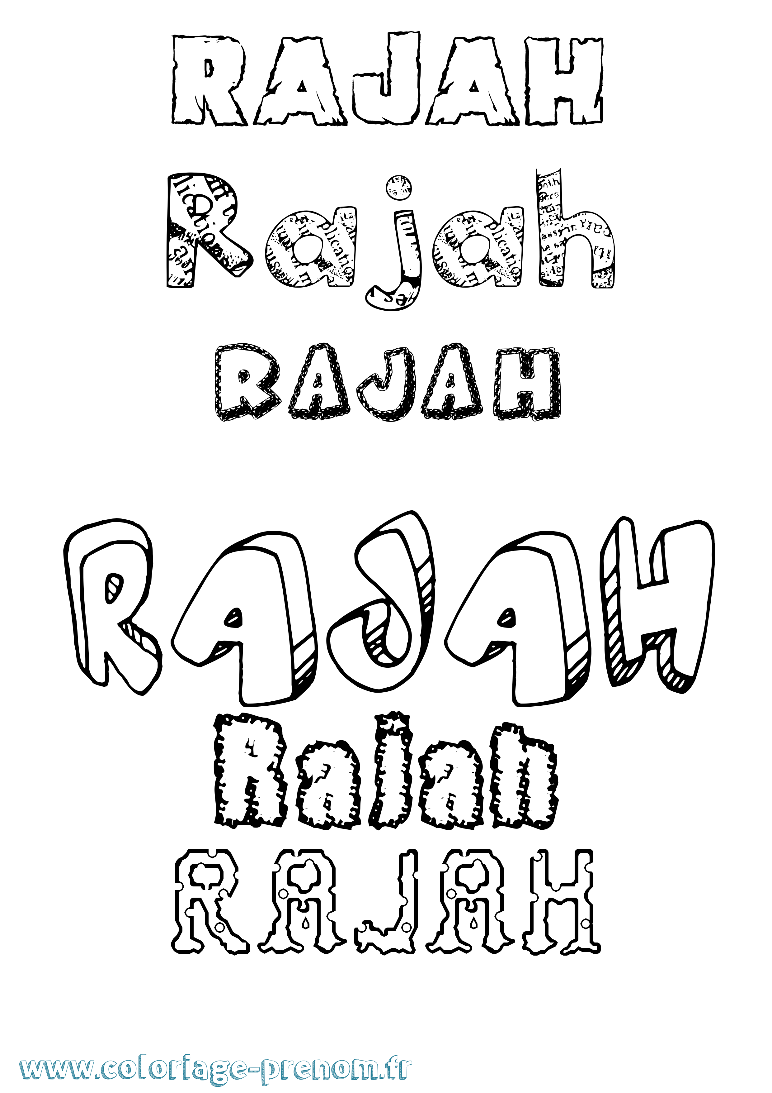 Coloriage Rajah Destructuré Coloriage prénom Rajah Destructuré