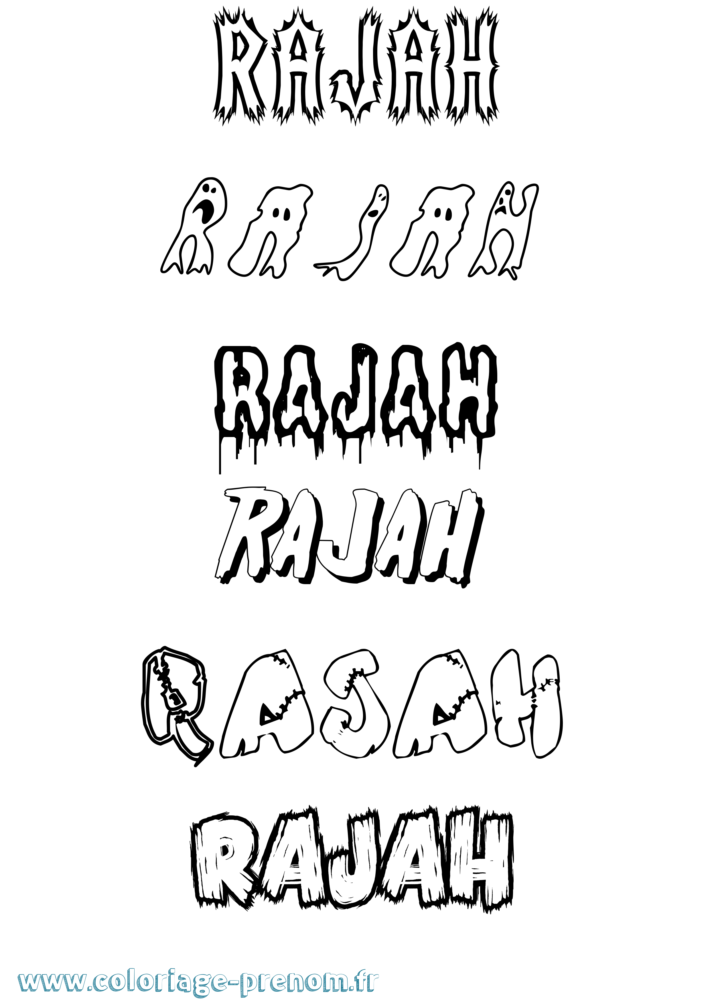 Coloriage Rajah Frisson Coloriage prénom Rajah Frisson