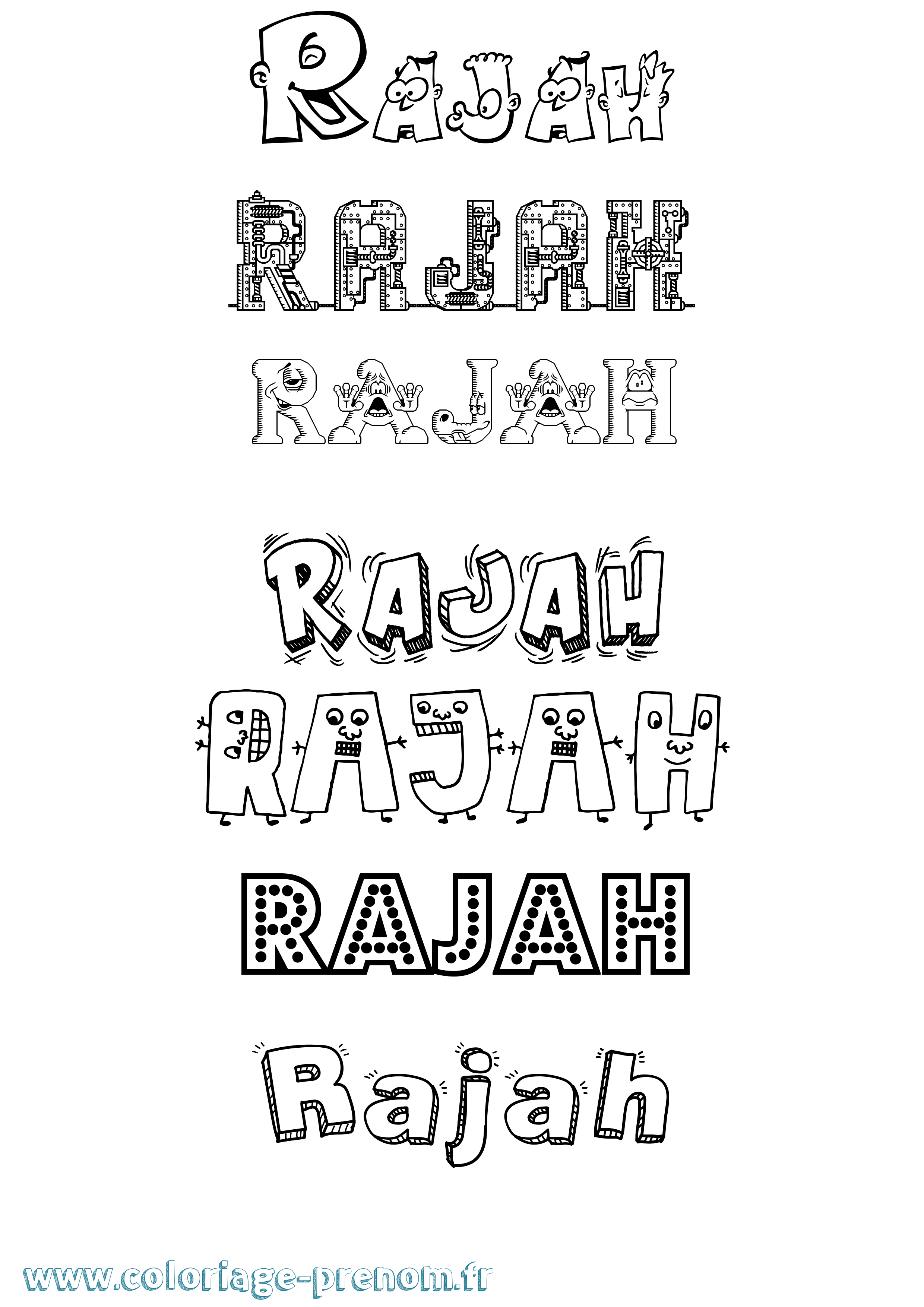 Coloriage Rajah Fun Coloriage prénom Rajah Fun